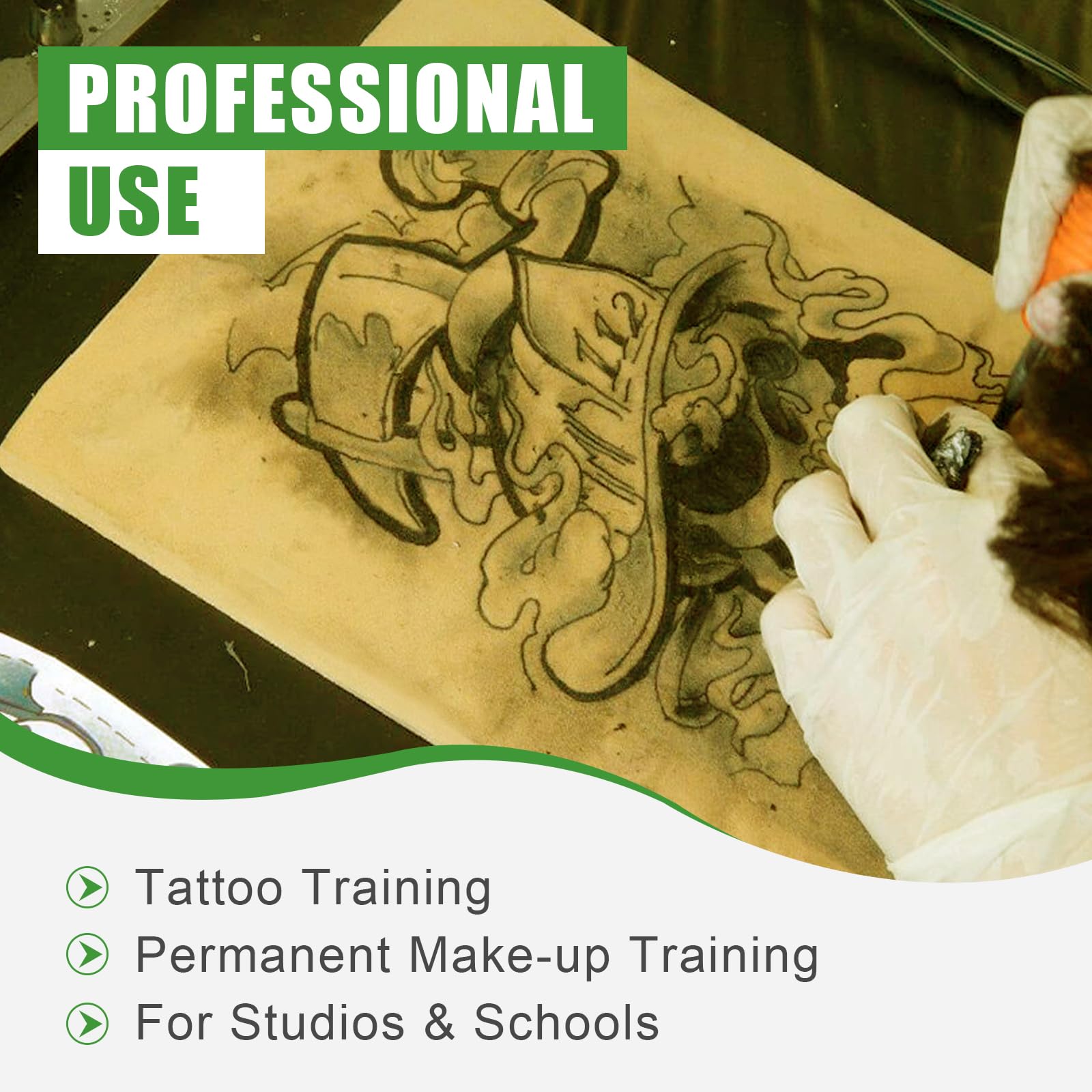 Romlon Tattoo Practice Skin Kit, 10 Skins 30 Transfer Papers