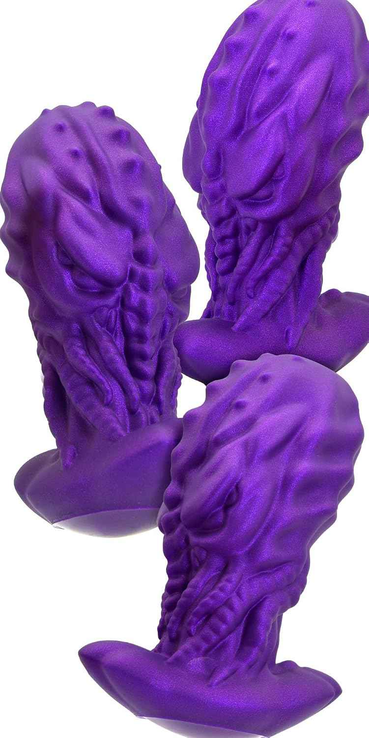Anal Plug Monster Dildo with Safe Curved Base - Purple Silicone Octopus Butt Plug - 3.93 x 1.85 inch Fantasy Prostate Sex Toy for Women Men Masturbation