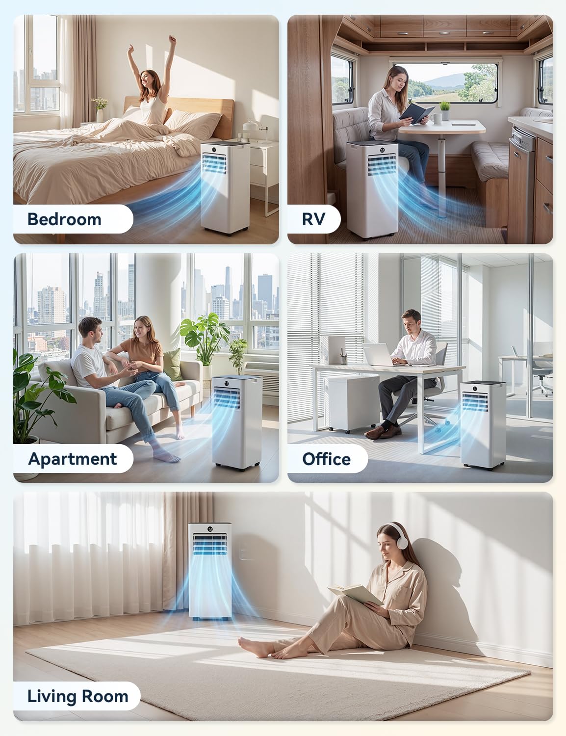 Manastin 8000 BTU Portable Air Conditioner, 4-in-1 AC Unit with Sleep, Cool, Dehumidifier & Fan, Cools up to 350 sq.ft, Remote Control, 24H Timer & Window Mount Kit, Bedroom