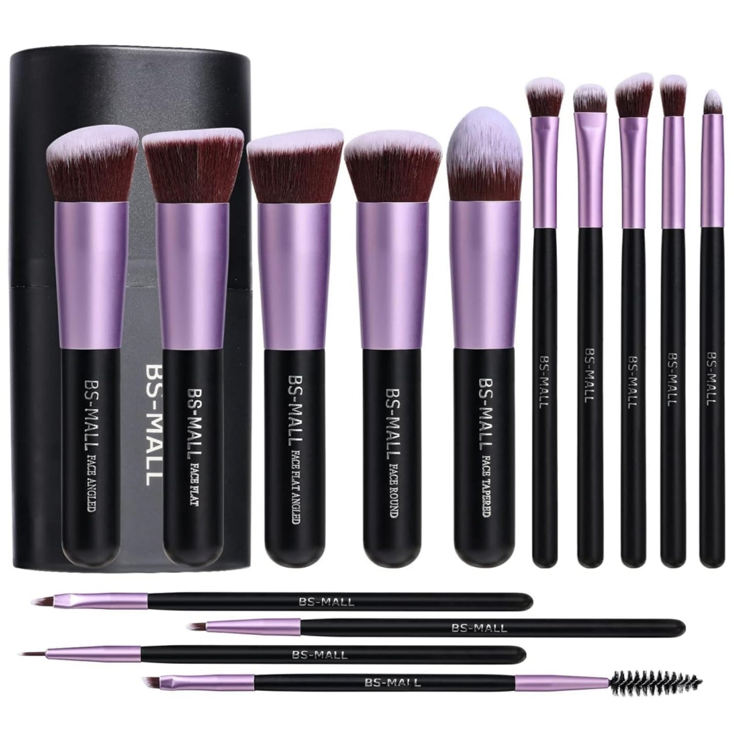 BS-MALL Makeup Brush Set 14 Pcs With Case - Foundation Brush, Concealer Brush, Blush Brush & Flawless Application – Complete Luxury Cosmetic Brush Kit For Travel & Daily Use