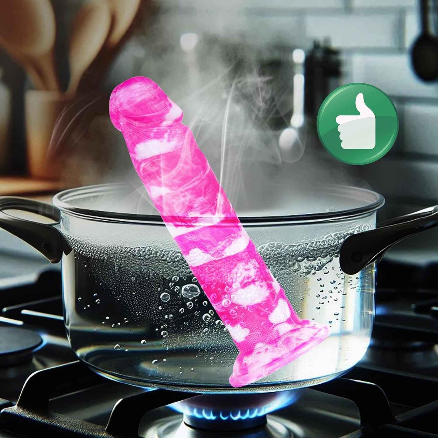 Hainuo Realistic Silicone Fantasy Dildo with Suction Cup Pink