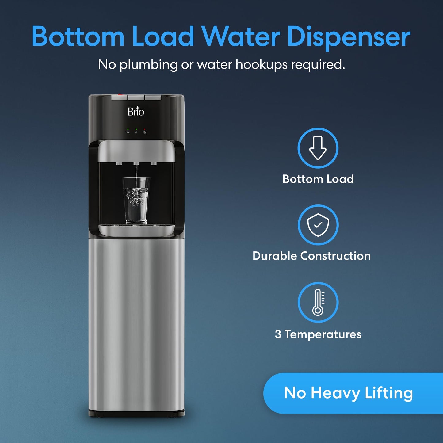 Brio - CLBL420V2 Bottom Loading Water Cooler Water Dispenser – Essential Series - 3 Temperature Settings - Hot, Cold & Cool Water - UL/Energy Star Approved