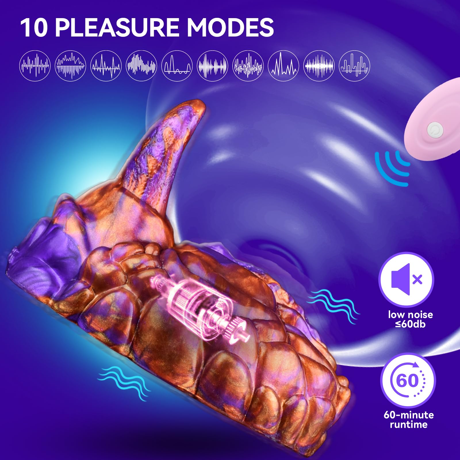 Female Masturbation Vibrator for Lesbian, Very Soft and Stretchable, with Multiple Vibration Modes Remote Control Silicone Clitoris Vibrator Adult Sex Toy