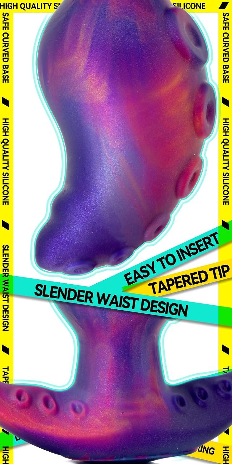 Anal Plug for Comfortable Long-Term Wear Silicone Monster Tentacle Butt Plug Dilator with Curved Base Slender Waist 4.41 x 1.77 Inch Prostate Sex Toy for Men Women Masturbation