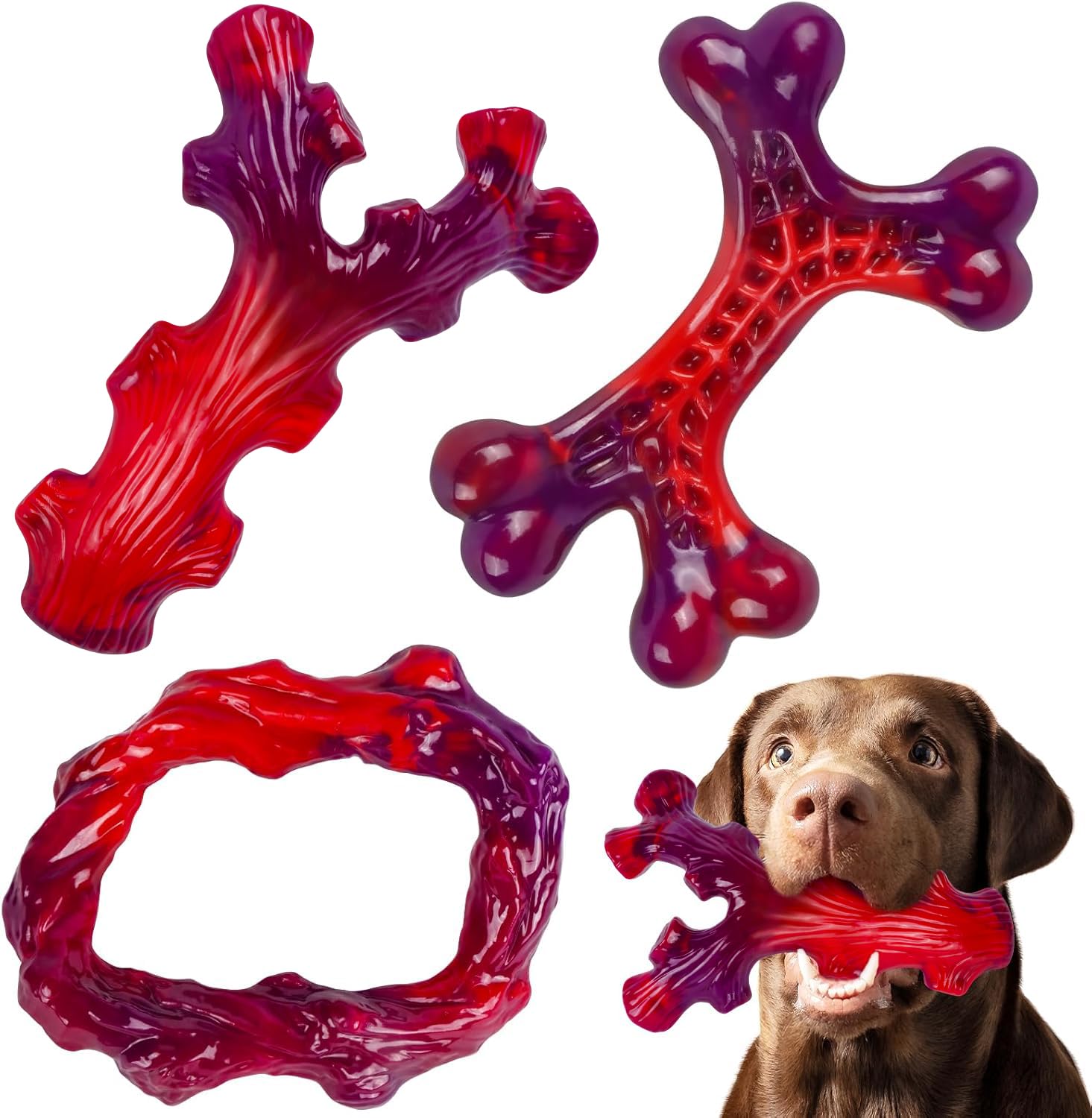 Frienhund Tough Dog Toys for Aggressive Chewers 3 Pack, Chew Toys for Large Dogs, Indestructible Dog Toy for Aggressive Chewers Large Breed, Dog Toys to Keep Them Busy