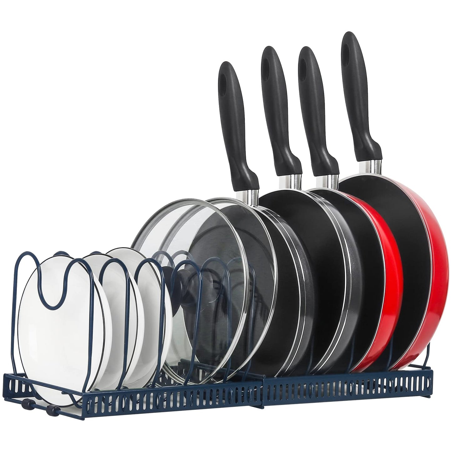 ROOHUA Extensible Pot Rack Organizer -Pot and Pan Organizer for Cabinet,Bronze Metal Kitchen Cabinet Pantry Pot Lid Holder