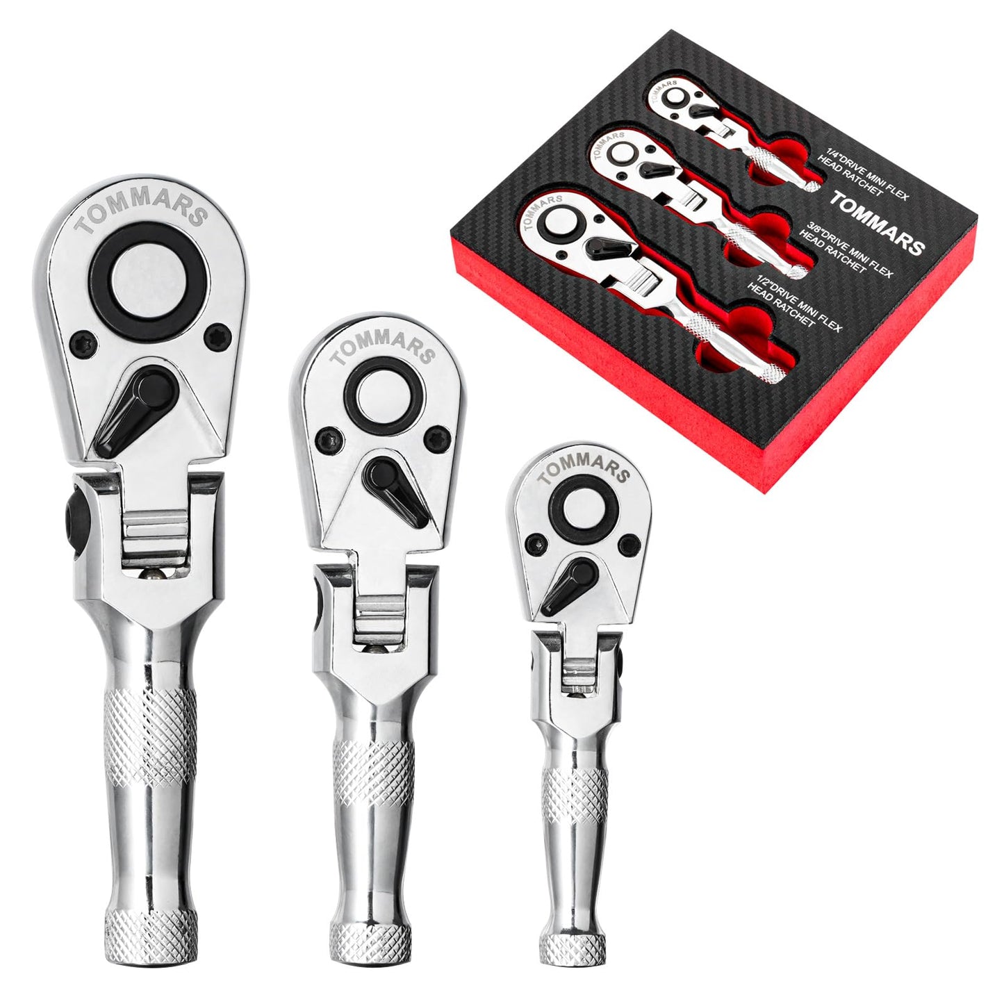 TOMMARS Ratchet Wrench Set Stubby Ratchet