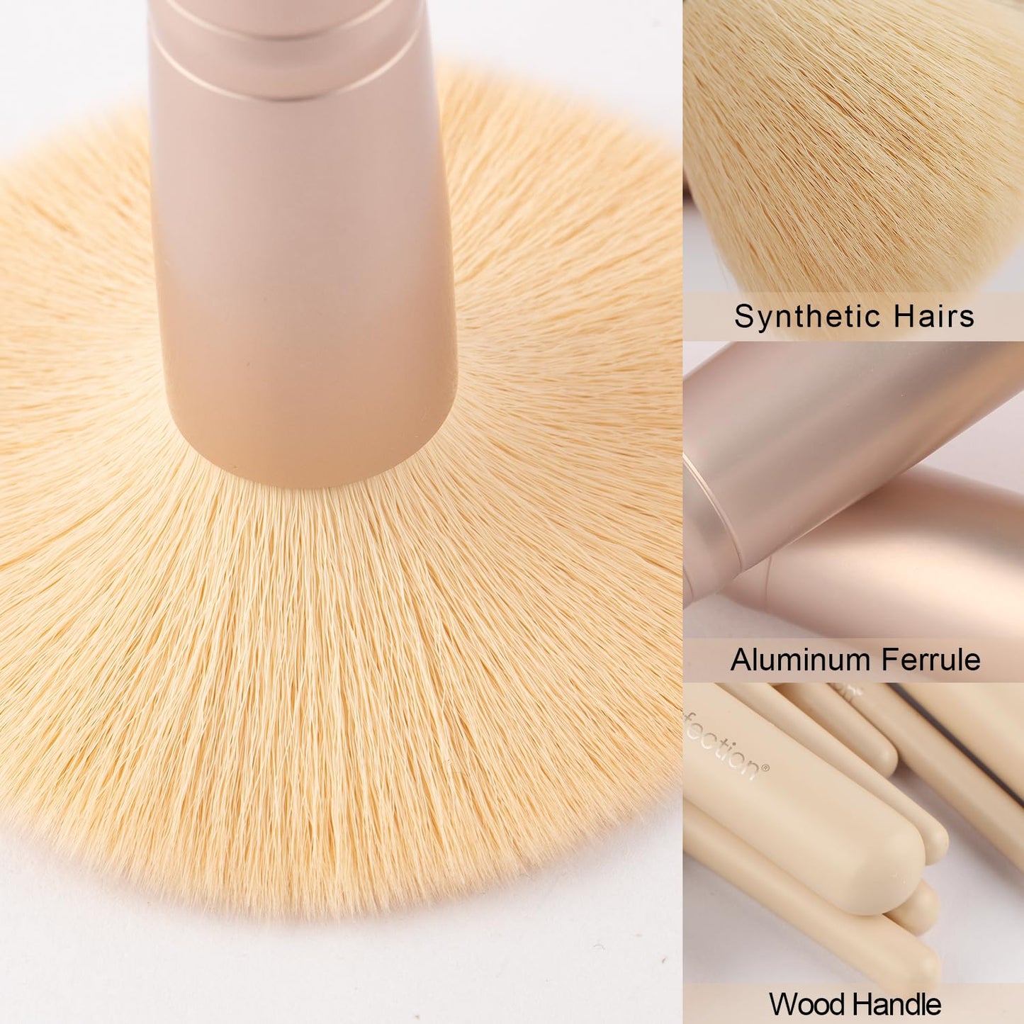Real Perfection Makeup Brush Set 16 Pcs with 1 Eyebrow Razor Premium Synthetic Foundation Powder Concealers Eyeshadow Blush Makeup Brushes Make up Brushes Kit