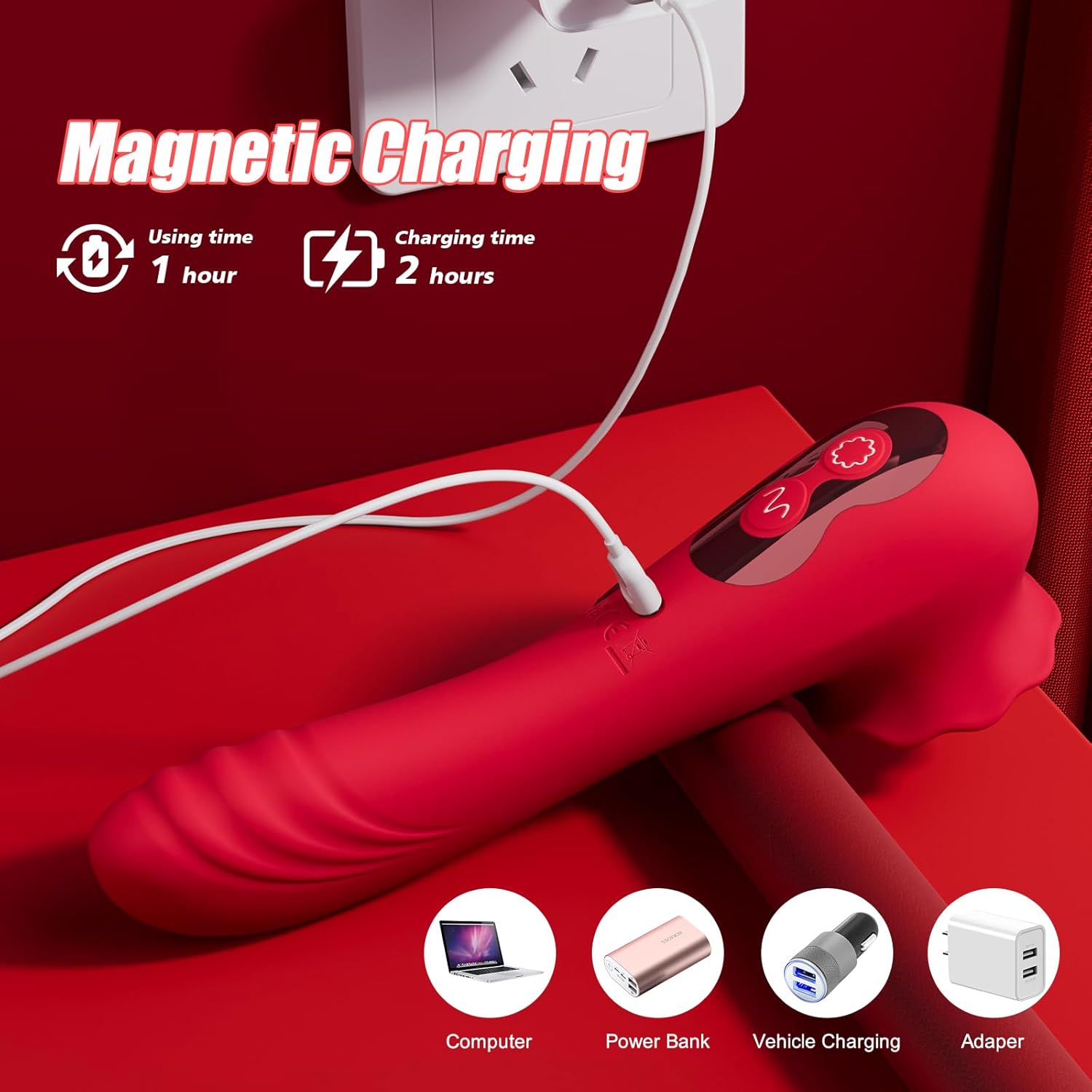 G Spot Vibrator Wand Sex Toys - Rose Sex Toys for Women, Nipple Clitoral Anal Stimulator Dildo with 9 Vibrating & Tapping Modes, Waterproof Wand Massager Adult Sex Toy for Female and Couples
