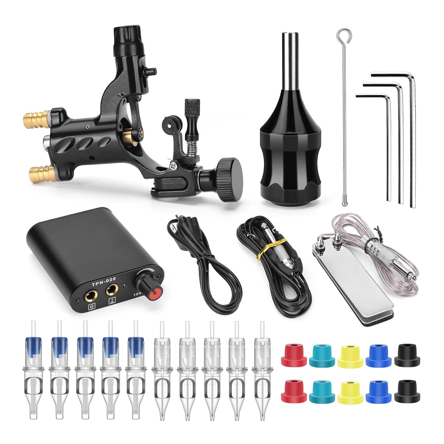 ATOMUS Rotary Tattoo Machine Kit with Power Supply and Needles for Exceptional Tattooing