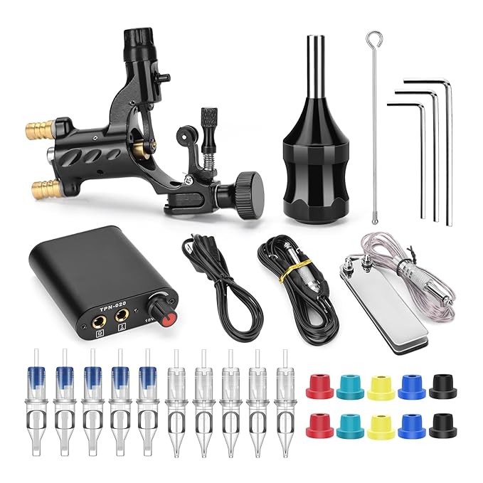ATOMUS Rotary Tattoo Machine Kit with Power Supply and Needles for Exceptional Tattooing