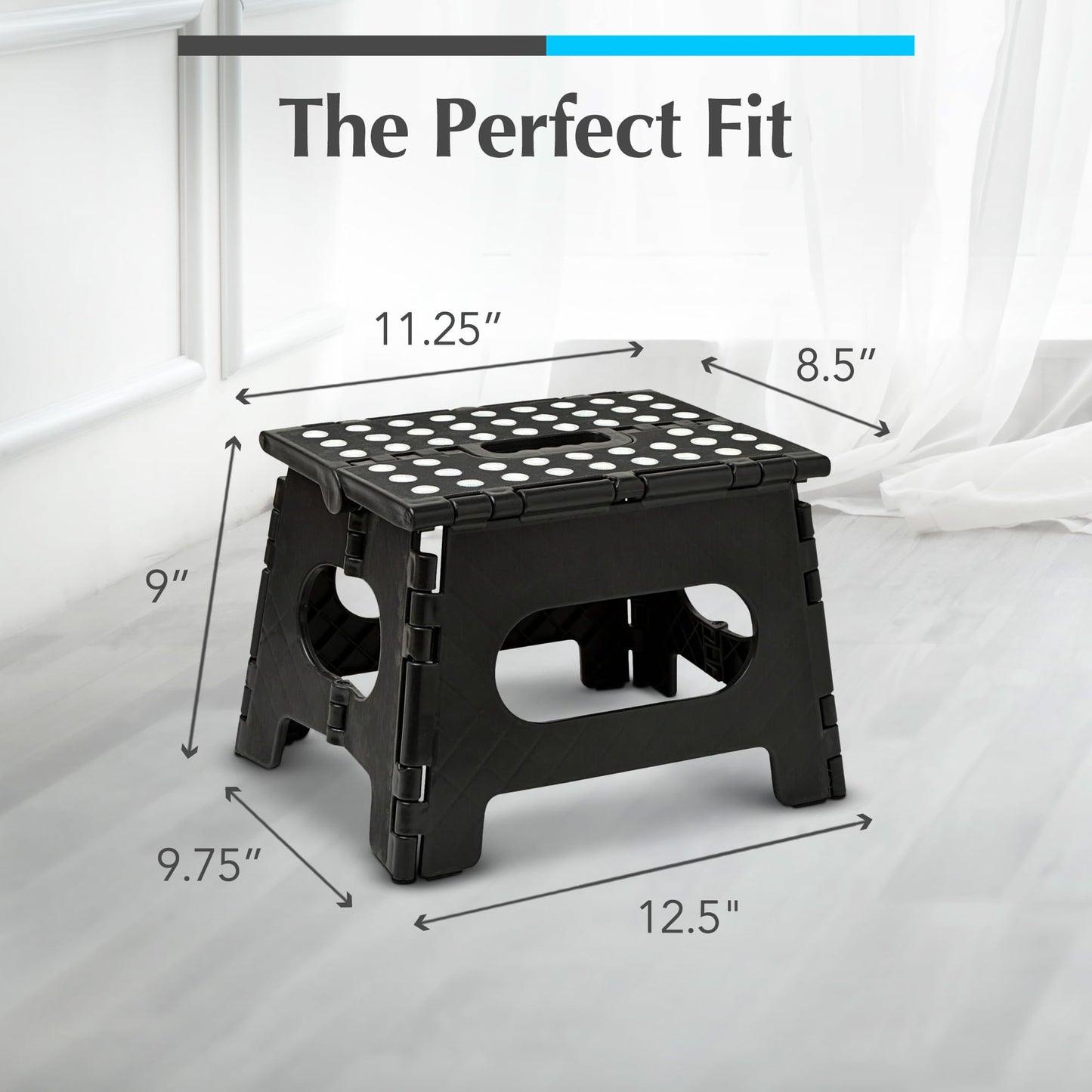 Handy Laundry Folding Lightweight Step Stool - Sturdy Enough to Support Adults and Safe Enough for Kids - Opens Easy with One Flip - Great for Kitchen, Bathroom or Bedroom