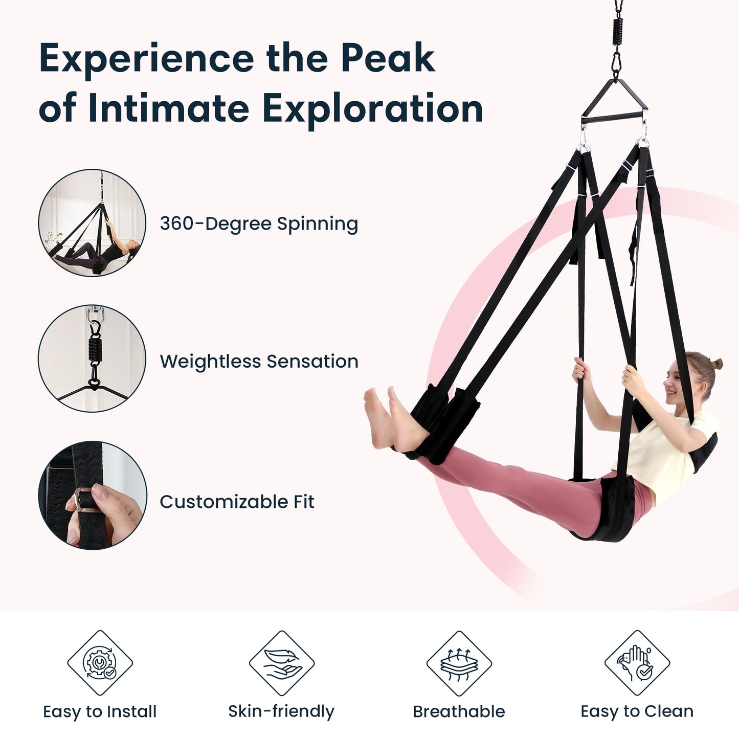 BELSIANG Adult Sex Swing,360 Degree Spinning Ceiling Indoor Swing, Sex Swivel Sling Set with Premium Paint Stand and Widened Thick Comfortable Toys for Couples(Ultimate Enhanced)