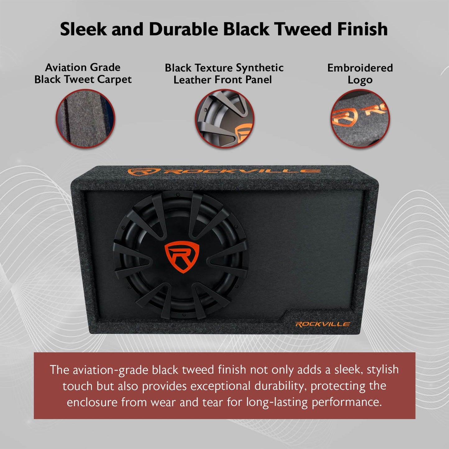 Rockville RVS12A 1400W Peak / 350W RMS 12" Slim Vented Powered Car Subwoofer Enclosure, 4-Ohm, Remote Bass Knob, Subsonic Filter, MDF Build, for Car Audio