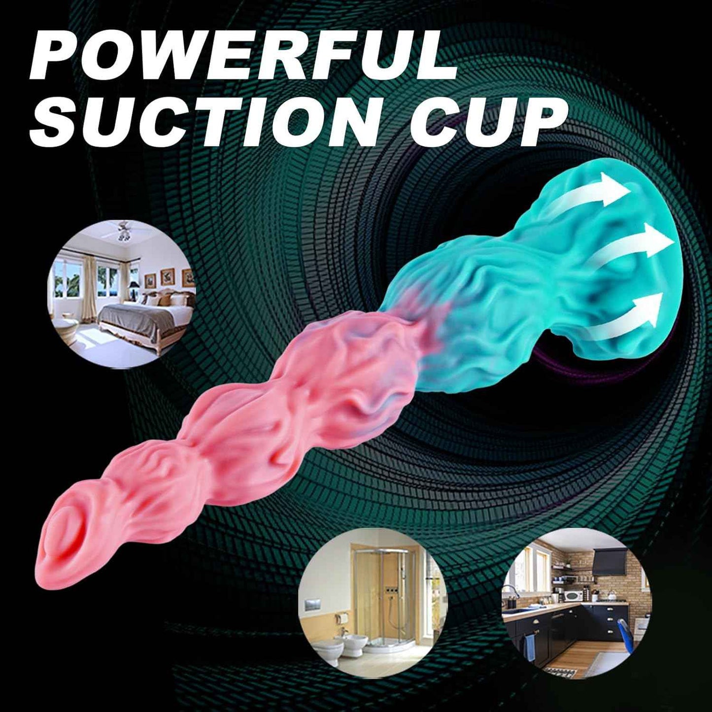 8 Inch Fantasy Monster 5 Knots Small Dildo with Suction Cup, 7 Inch Soft Silicone Slim Thin Anal Dog Knot Dildo Pink Green Wolf Penis, Dragon Horse Alien G-Spot Dildos Sex Toys for Women Men Beginner