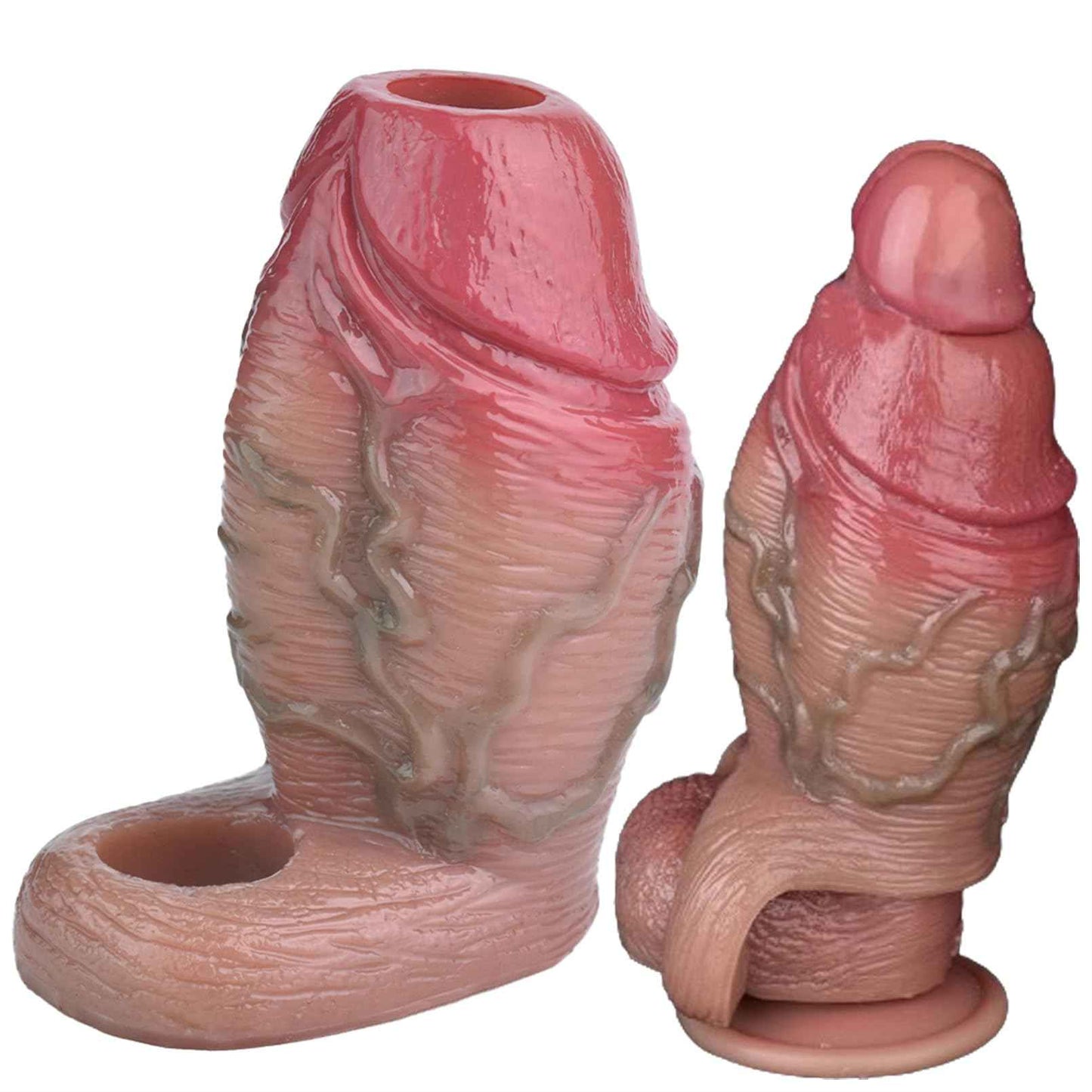 SOODAY Wide Large Penis Sleeve Silicone Penis Enlarger Sleeve with Cock Ring, Reusable Penis Extension Sleeve Male Penis Sheath Adult Sex Toy for Men