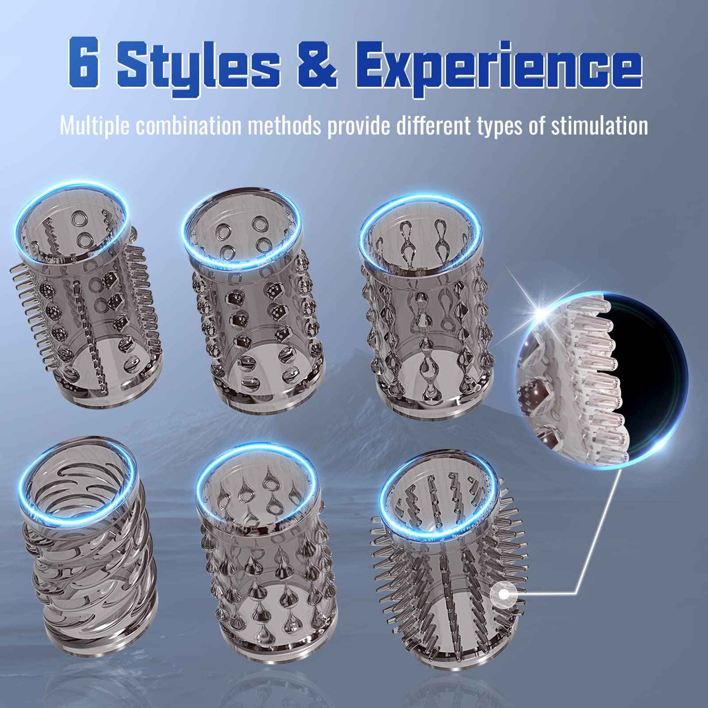 Penis Rings,Penis Sleeve Set,Cock Rings with 6 Stretchy Textured Studded Stretchy,Erection Enhancing Enhance Men,Adult Sex Toys for Men Couple