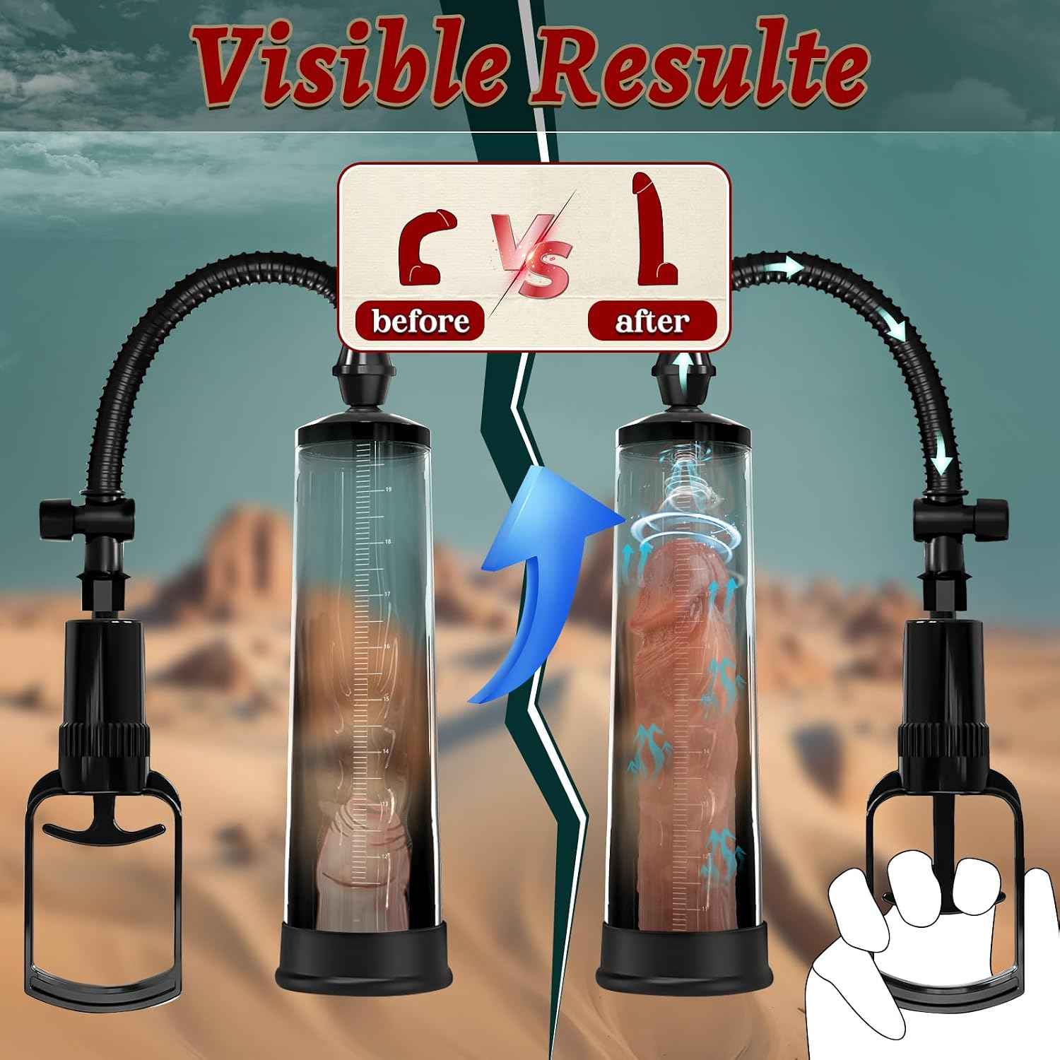 Penis Pump with Silicone Base Ring, Quilloria Manual Vacuum Penis Extender Male Masturbator, Sex Toys Sexual Stimulation Device for Erection, ED, Adult Male Sex Toys for Men (Regular Style)