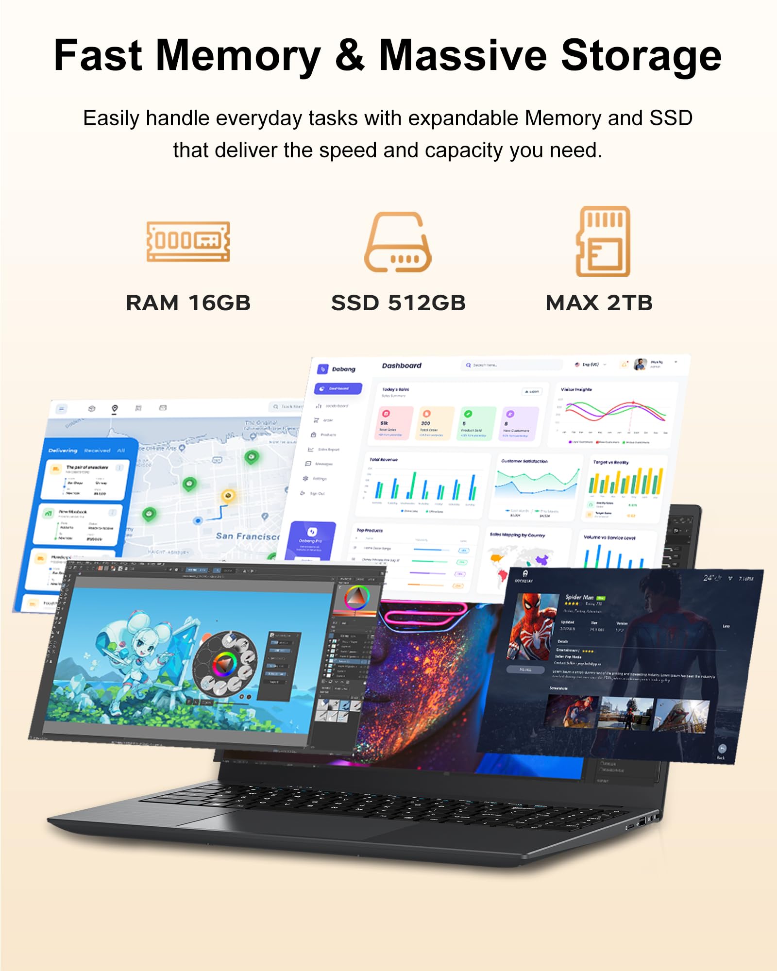 BLUEING 15.6" Laptop Computer, Laptop with Gold 6500Y (Up to 3.4GHz), 1080P FHD IPS Display, Laptops