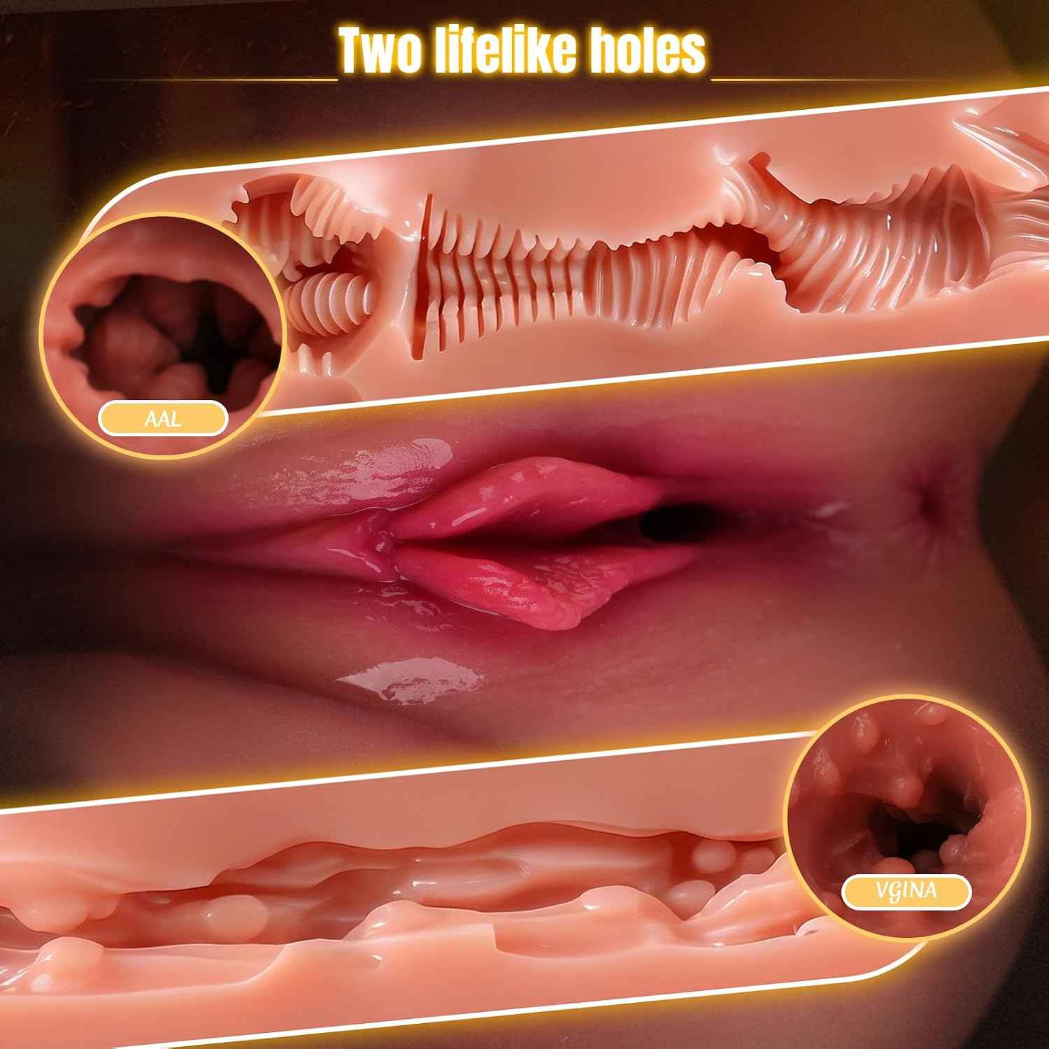 Pocket Pussy 2.05LB Small Ass Sex Doll Male Sex Toys for Men Realistic Male Masturbator Hand Size Torso Butt Stroker Ass with Viginal and Tight Anal Chanel (2.05LB)