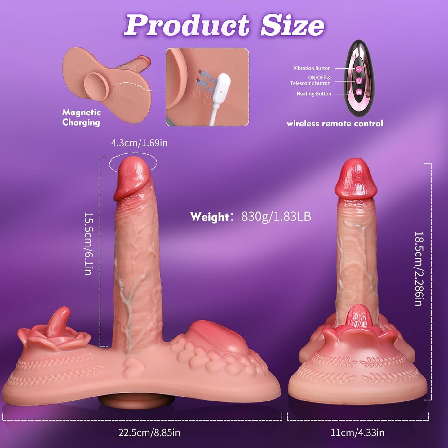 Egsnie Realistic Thrusting Dildo Vibrator With Heating And Remote Control