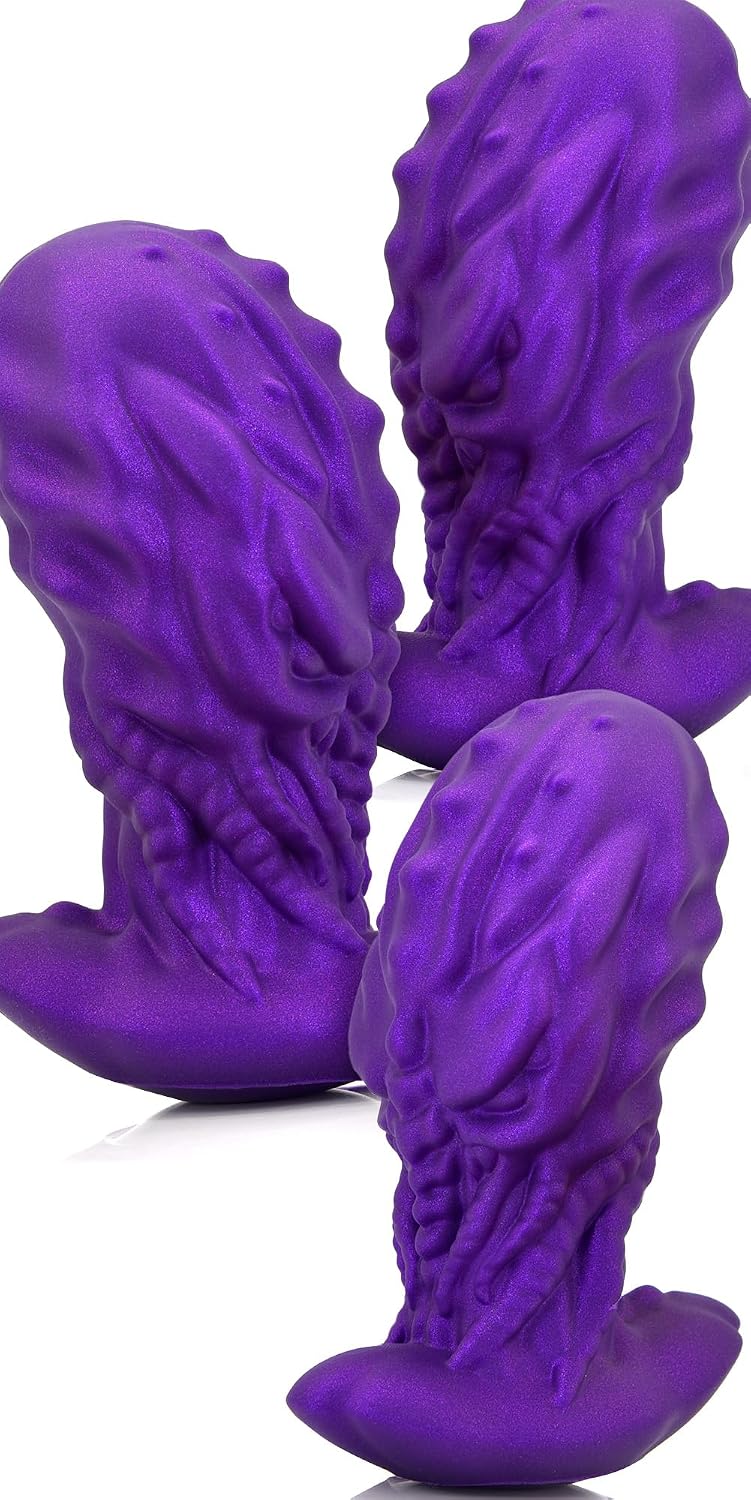 Anal Plug Monster Dildo with Safe Curved Base - Purple Silicone Octopus Butt Plug - 3.93 x 1.85 inch Fantasy Prostate Sex Toy for Women Men Masturbation