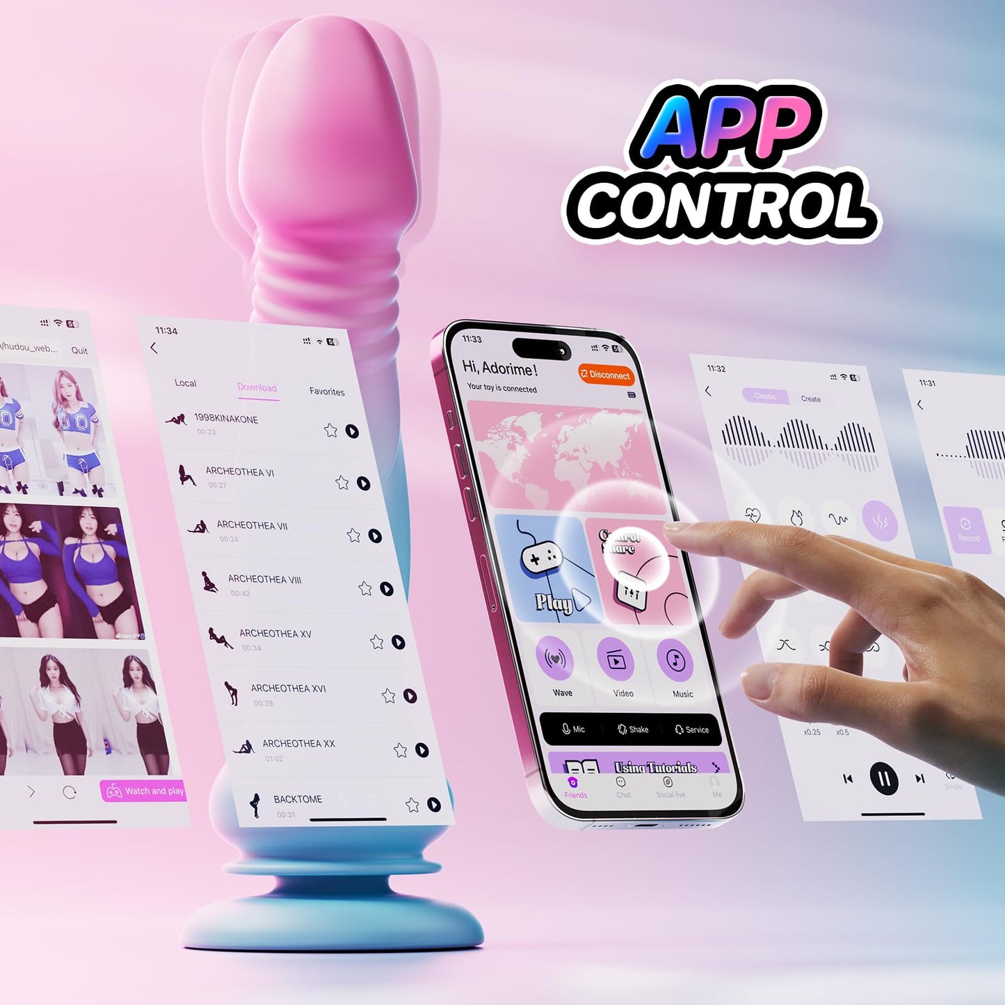 Adult Sex Toys Thrusting Dildos, Realistic Dildo G Spot Vibrator for Women Vaginal Anal Sex Hand Free Play, 7.5” Suction Cup Dildo with 9 Vibrating & Thrusting Modes, Couple Sex Toys & Games