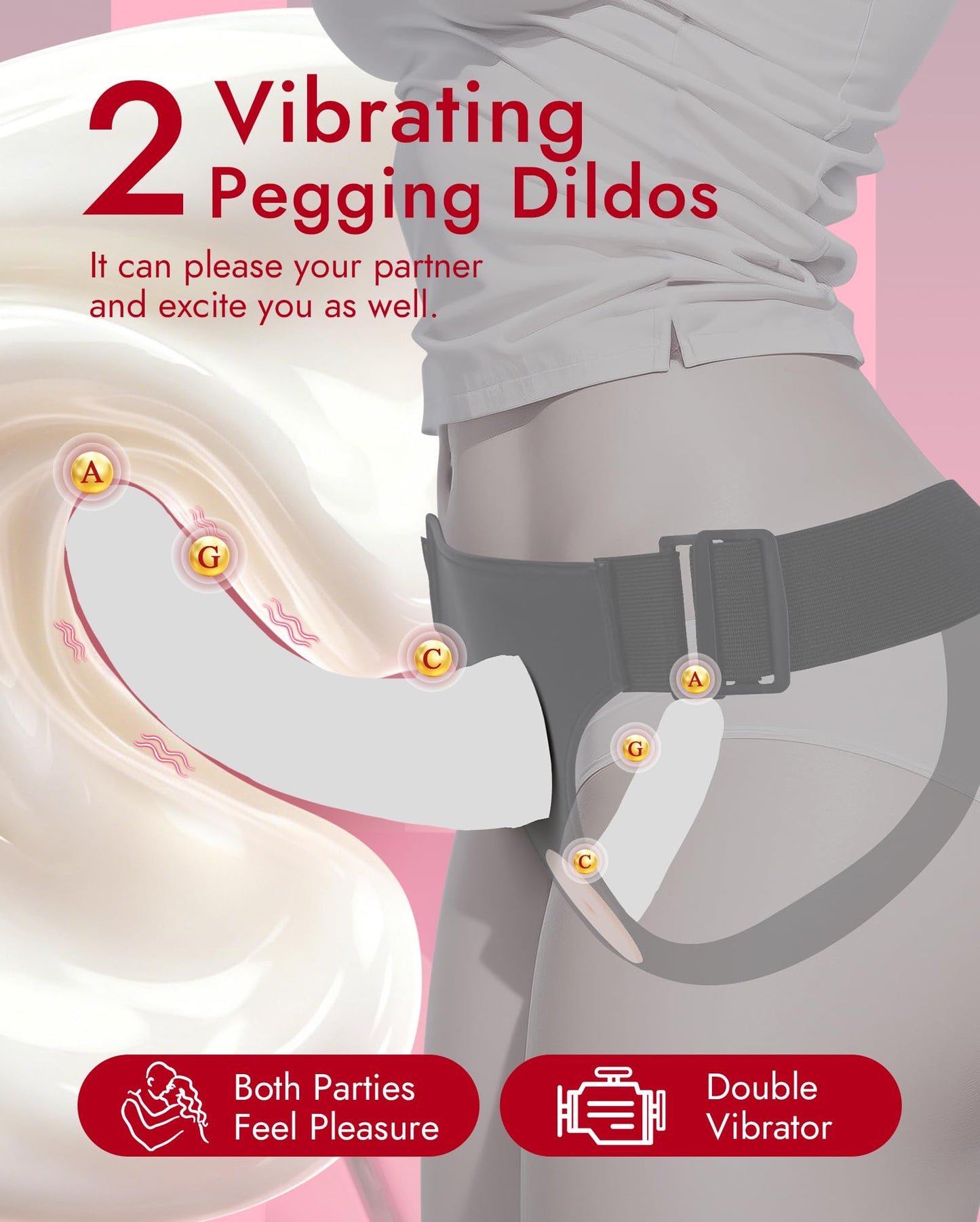 Harness Strap-On Vibration Realistic Dildos with 10 Strong Modes 2 Dildos Silicone Anal G-spot Stimulation Adjustable Strapless Sex Toys for Female Couple Lesbian | Remote Control