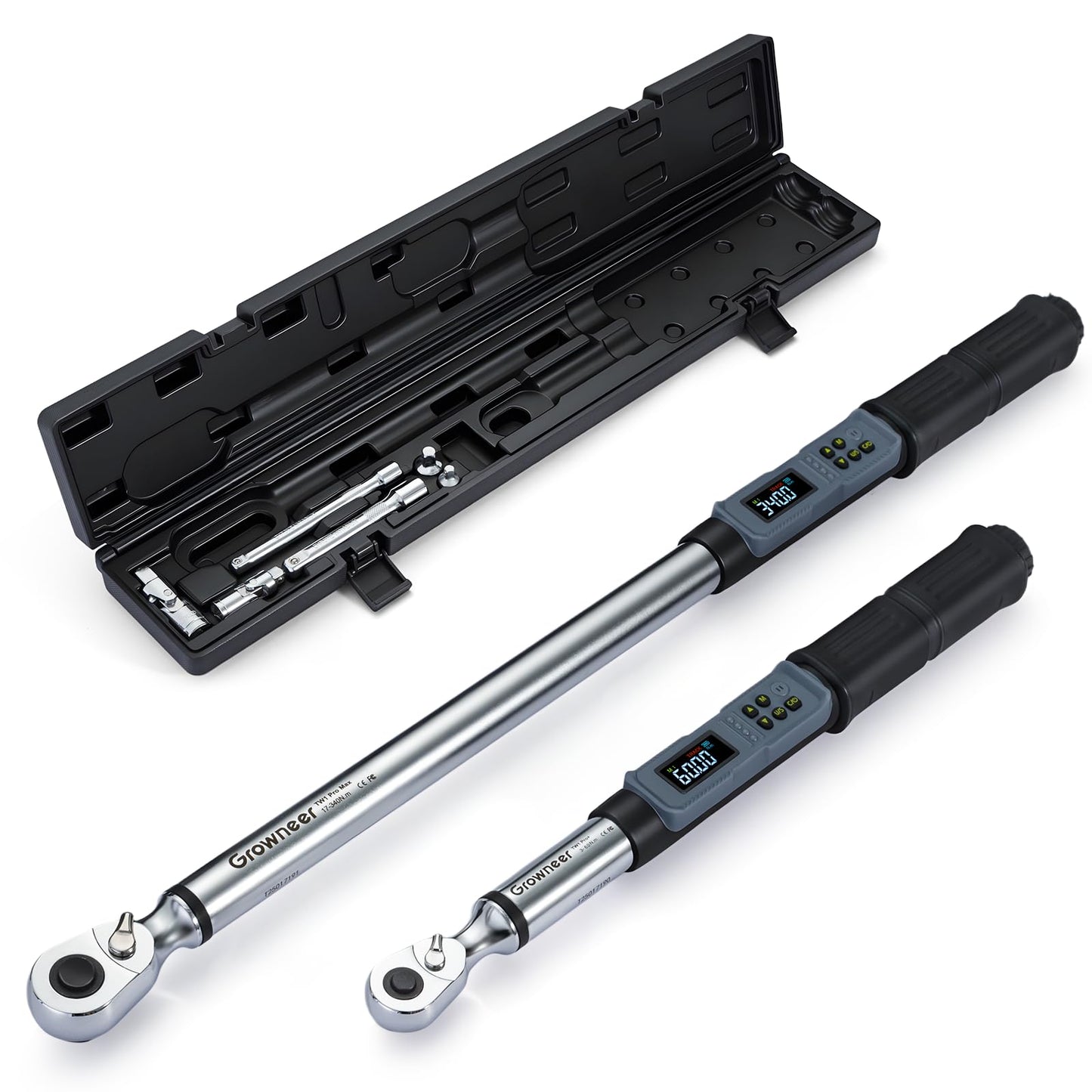 GROWNEER Digital Torque Wrench Set, Inch Pound Torque Wrench with Buzzer & LED Indicator, Electronic Wrench Set with Bits & Sockets