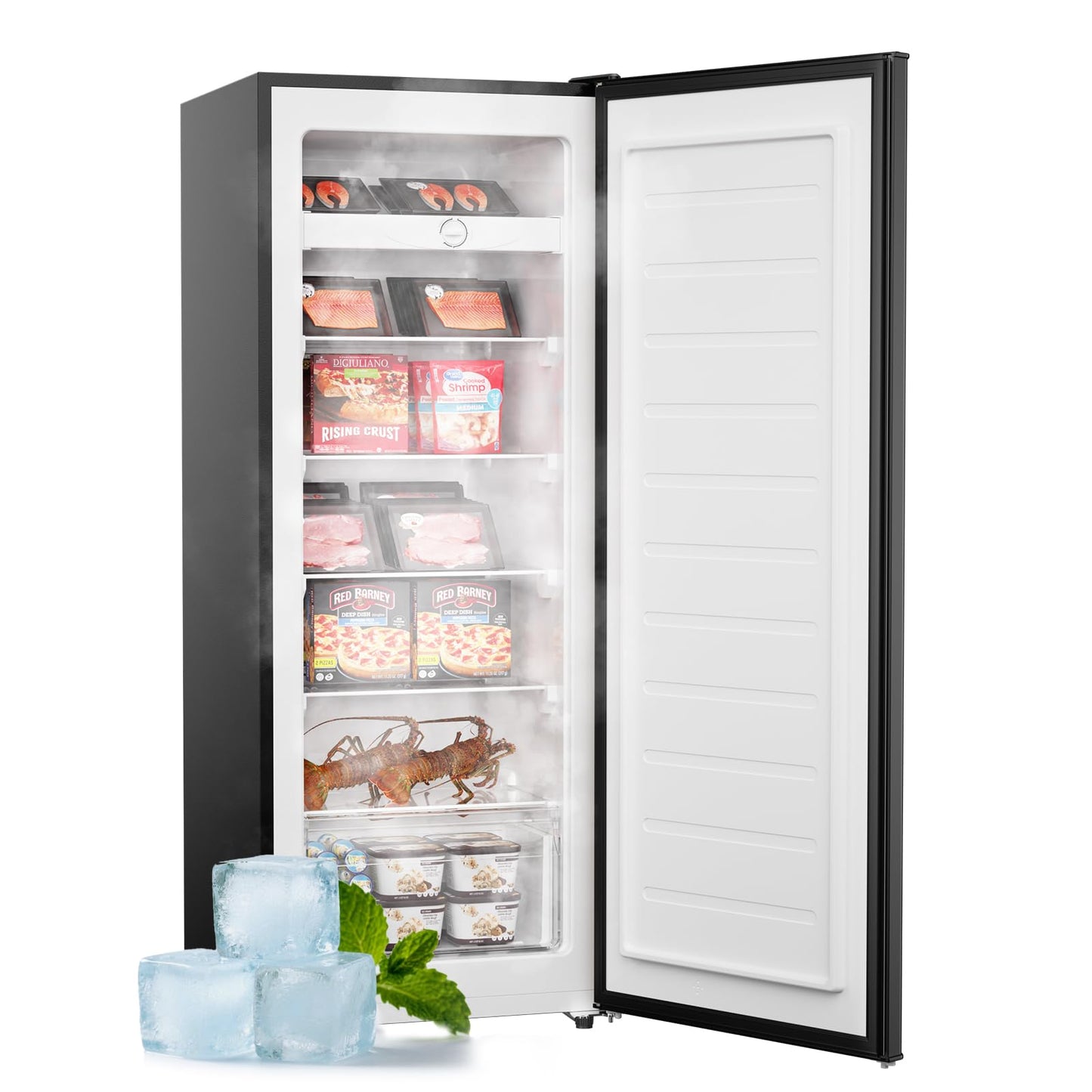 Upstreman 7.0 Cu.Ft Upright Freezer, Large Capacity Stand Up Garage Ready Freezer with 5 Adjustable Shelves, Convertible Refrigerator/Freezer, Reversible Door for Home, Basement, Apartment