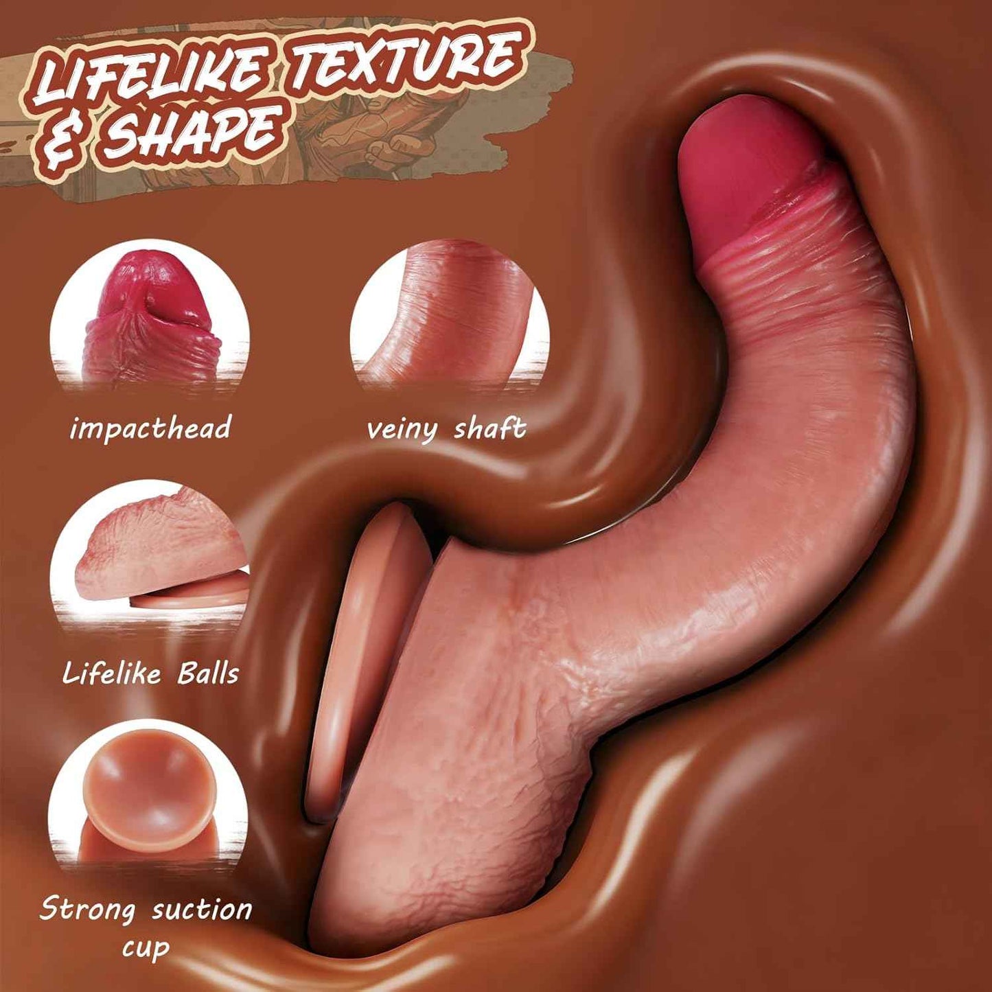 SOARE Dual-Layer Silicone Dildo 7.8in Suction Cup Realistic
