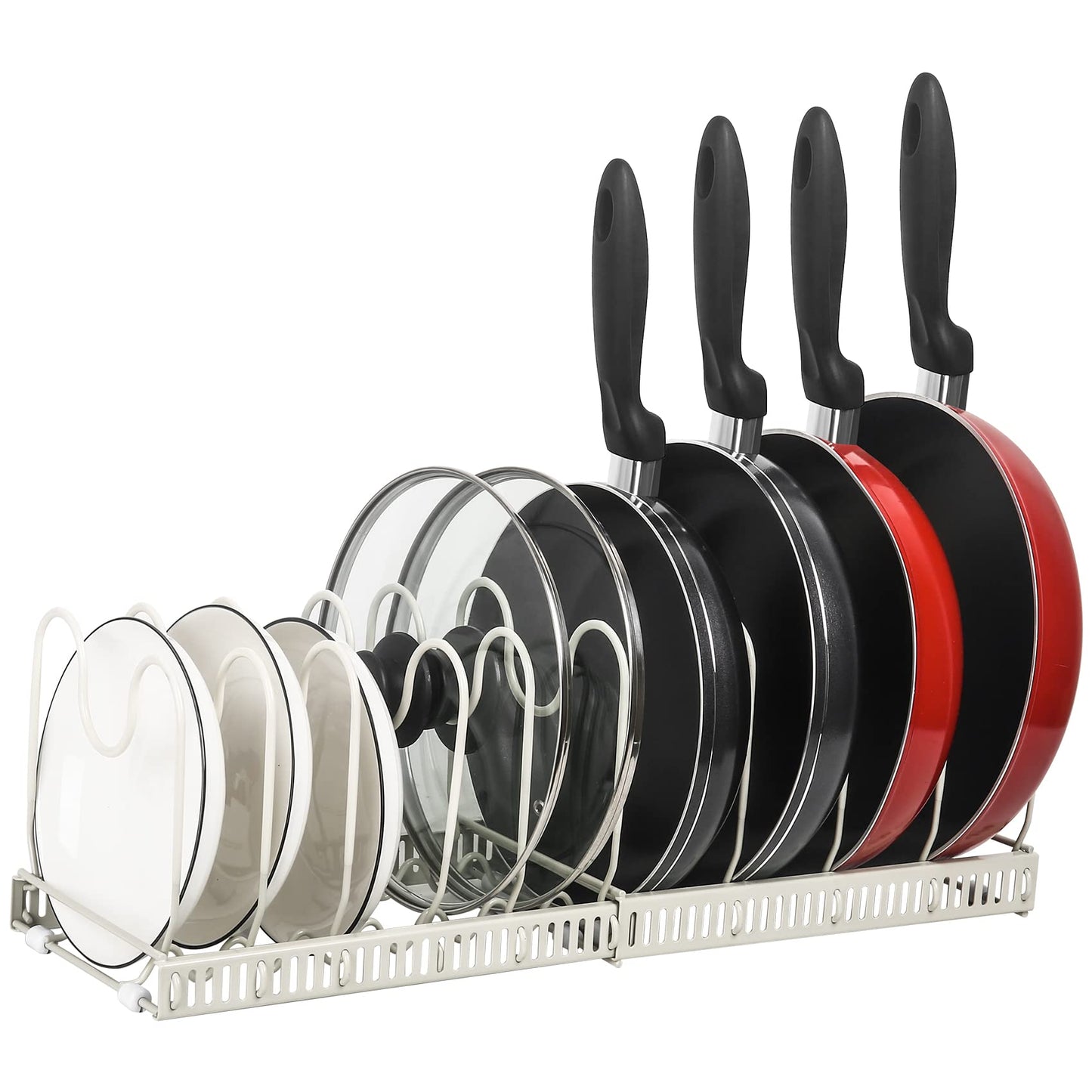ROOHUA Extensible Pot Rack Organizer -Pot and Pan Organizer for Cabinet,Bronze Metal Kitchen Cabinet Pantry Pot Lid Holder
