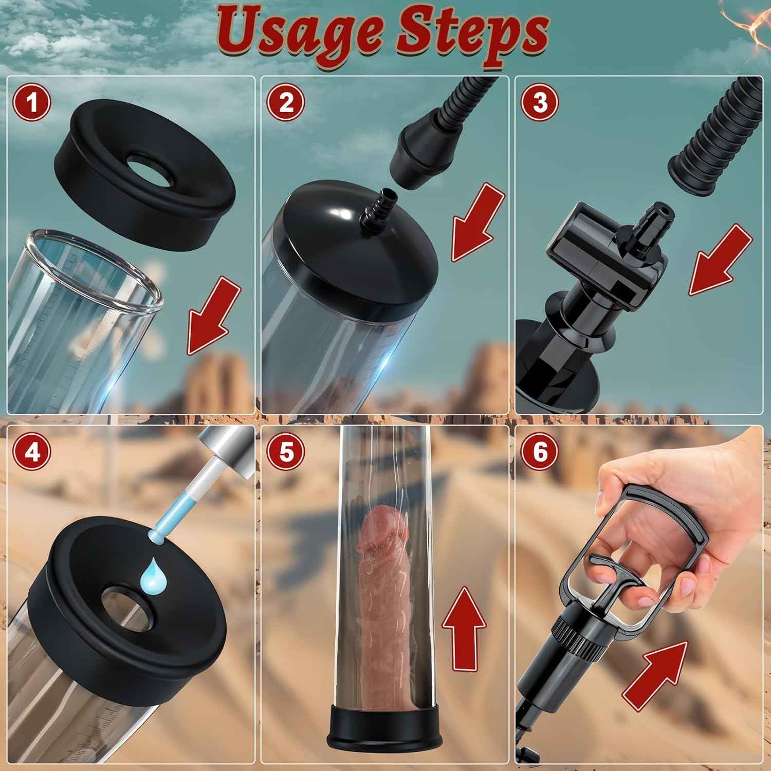 Penis Pump with Silicone Base Ring, Quilloria Manual Vacuum Penis Extender Male Masturbator, Sex Toys Sexual Stimulation Device for Erection, ED, Adult Male Sex Toys for Men (Regular Style)