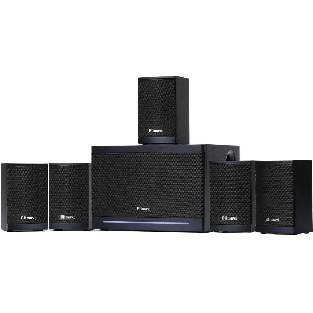 Elimavi 5.1 Surround Sound Systems Home Theater System, Wired Surround Sound Speaker System with 6.5" Subwoofer, Bluetooth 5.3 Audio System for TV Living Room, RCA Coaxial Optical Input, Metal Mesh