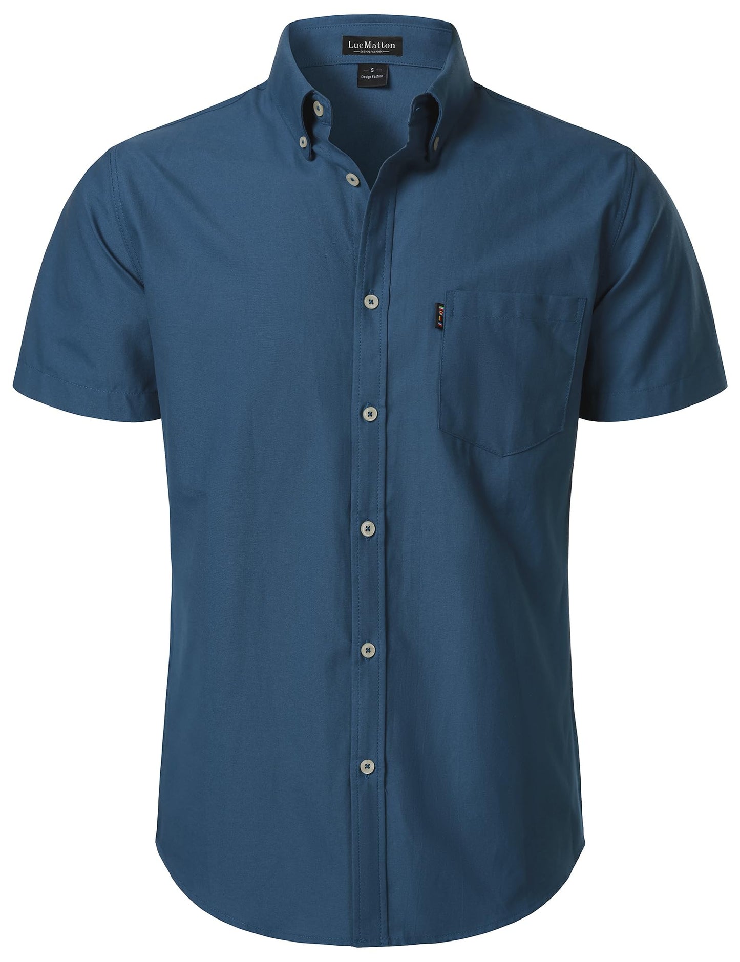 LucMatton Men's Oxford Short Sleeve Button Down Shirt Summer Casual Midweight Regular fit Dress Shirts with Pocket