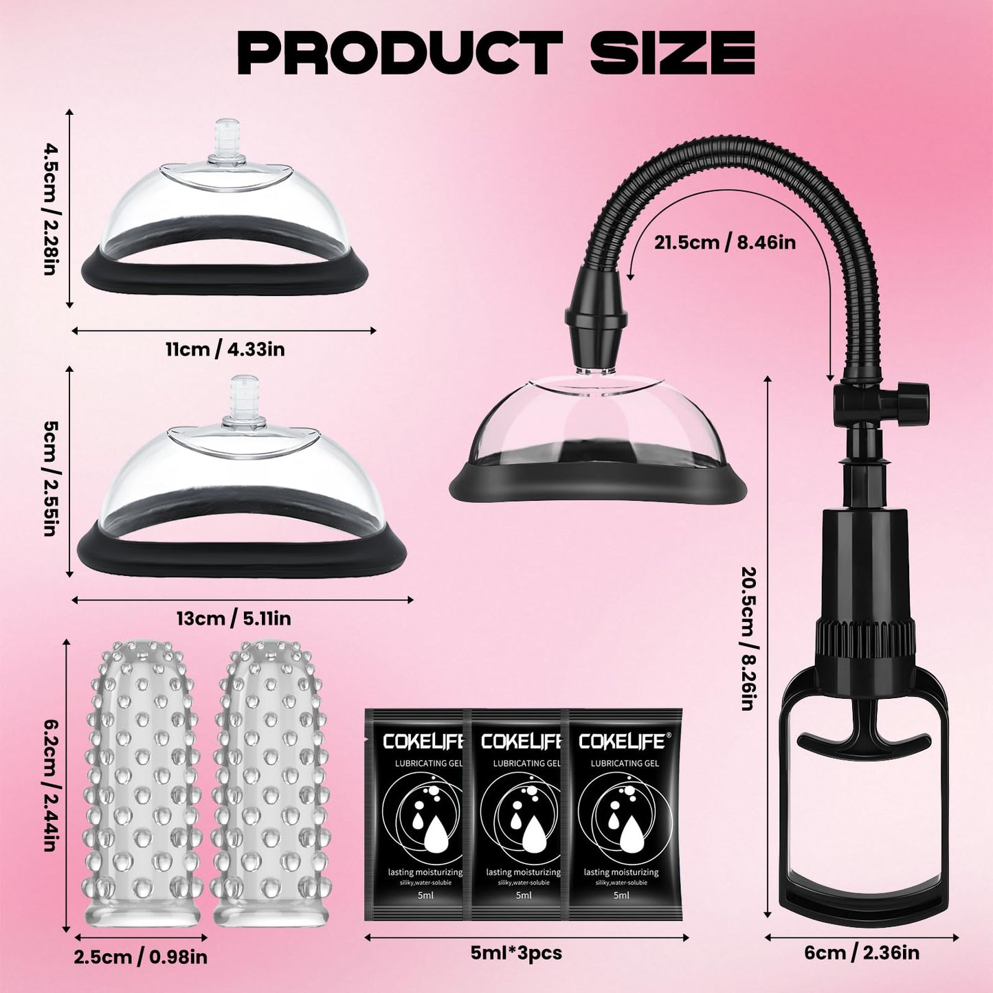 Pussy Pump, Vagina Pump, Clitoral and Vaginal Pump System with Vacuum Release Valve, 2 Cups Included, for Enhanced Sensation and Sexual Pleasure, Adult Toy for Women