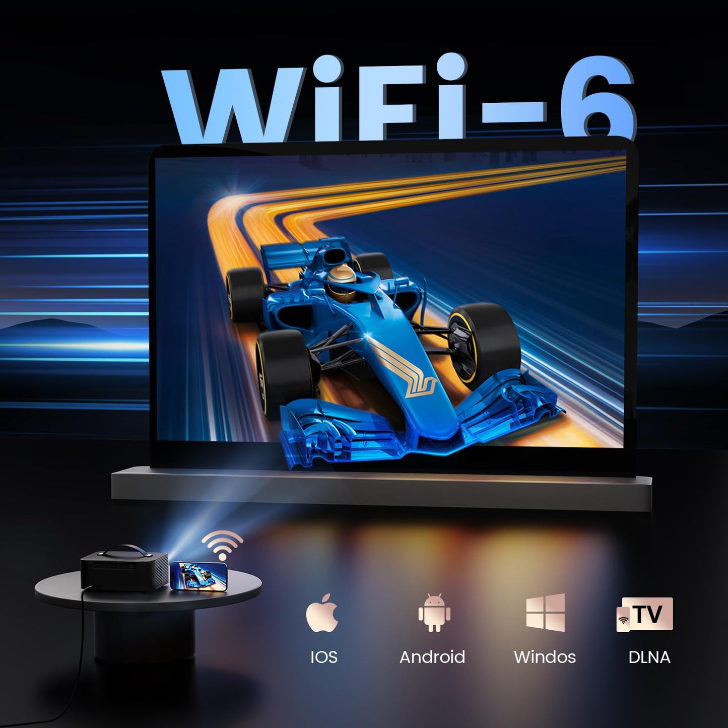 Projector-4K with WiFi and Bluetooth, Outdoor-Projector Smart TV OS 2.0 & DoIby, ONOAYO Portable Proyector