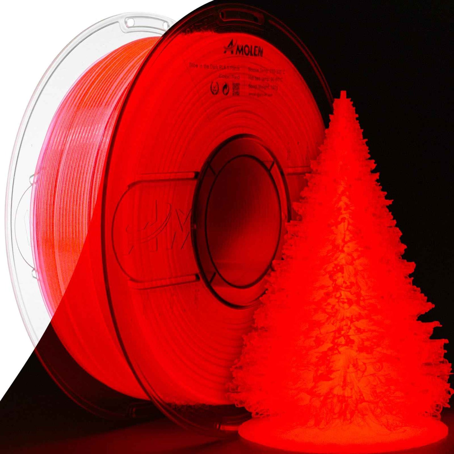 AMOLEN Glow in The Dark PLA Filament, 1.75mm PLA 3D Printer Filament