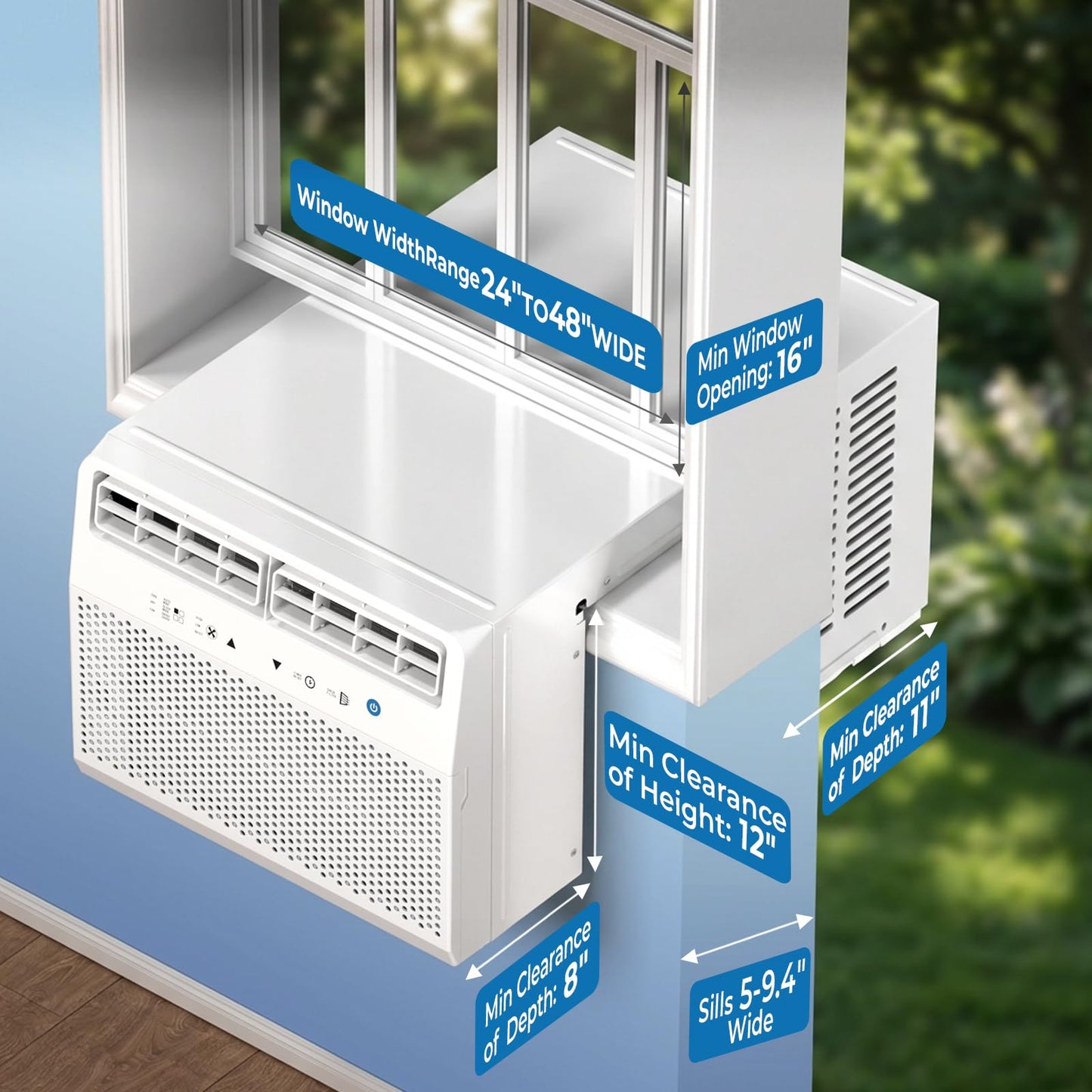 U-Shaped Window Air Conditioner, Window AC Unit for Bedroom/Living Room, Saddle AC Unit with Full Window View, Quiet & Energy Saving, Installation Kit Included