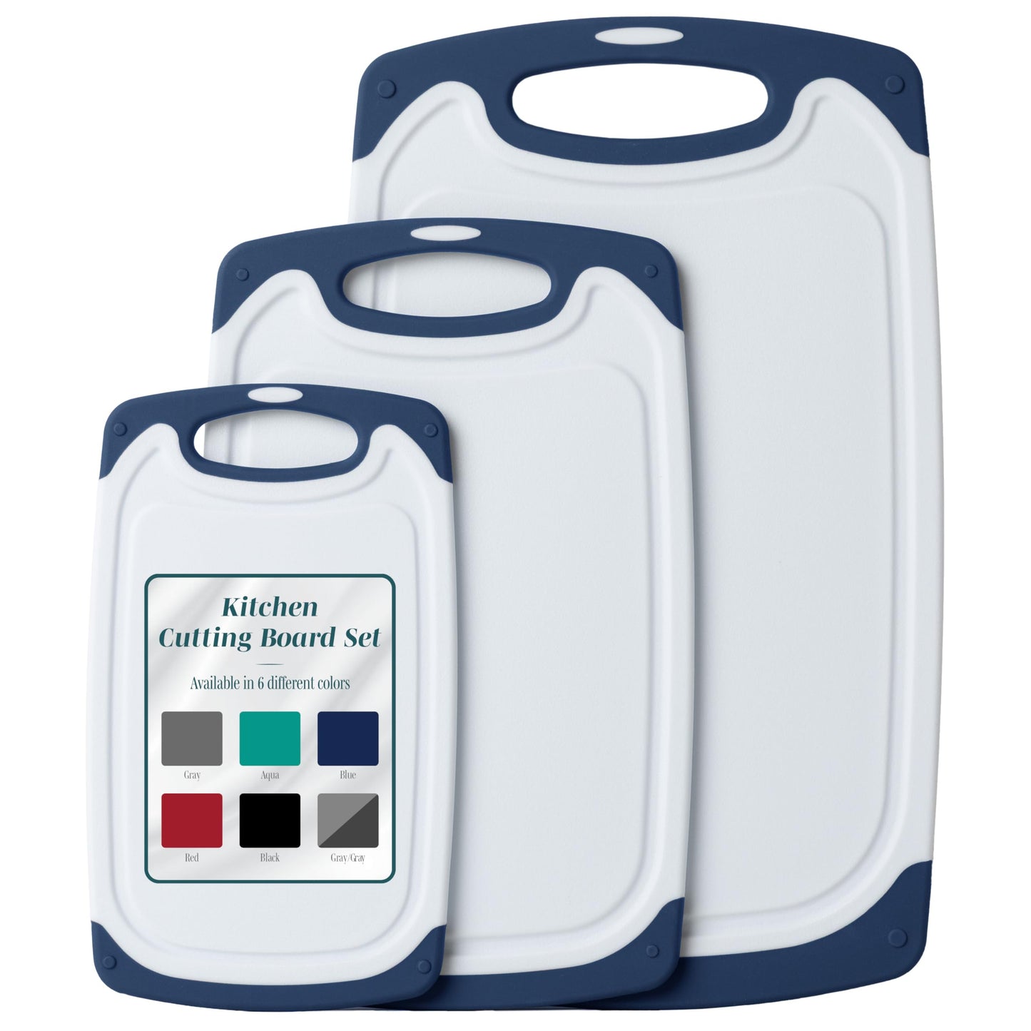 Cutting Boards for Kitchen - BPA-Free Chopping Board - Different Sizes & Non Slip Handles - Reversible, Large Cutting Board Set - Unique Gifts for Cooks Who Have Everything - 3-Pack