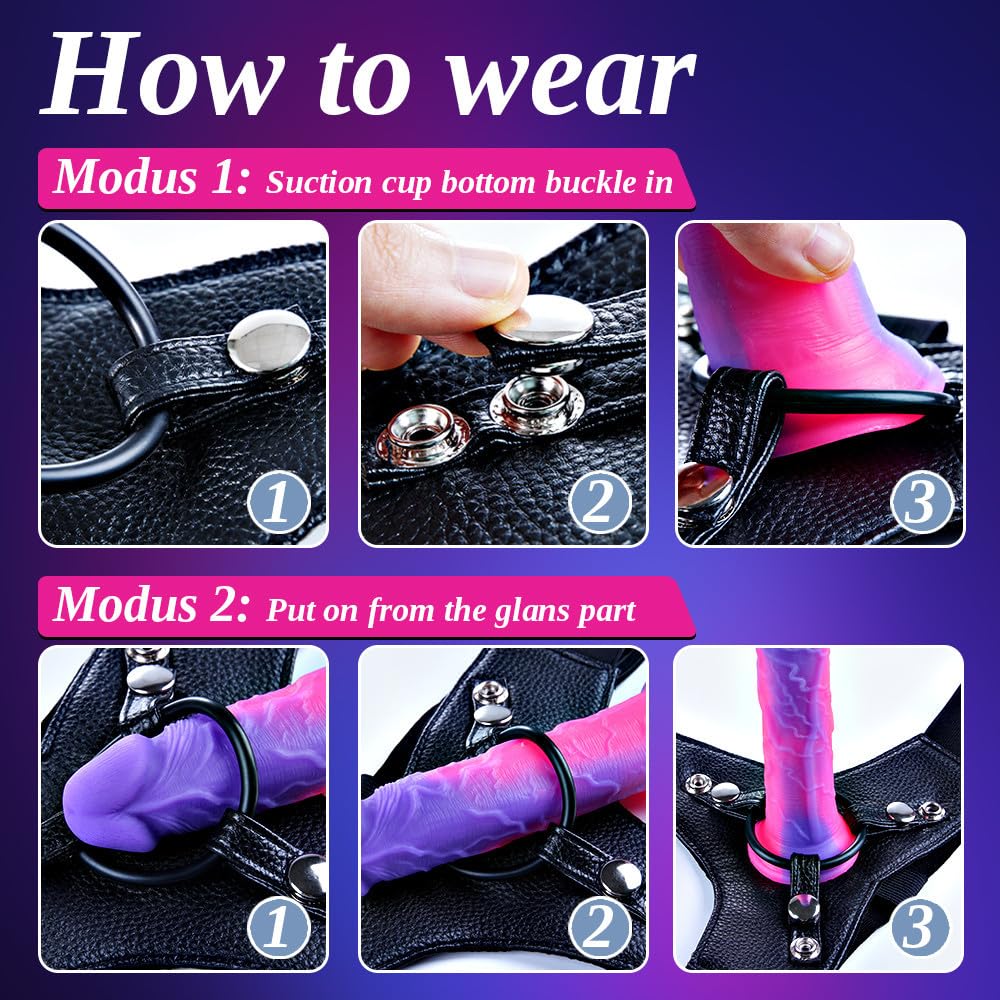 Strap-On Harness and Dildo Set: Wearable Realistic Silicone Dildos in 2 Sizes