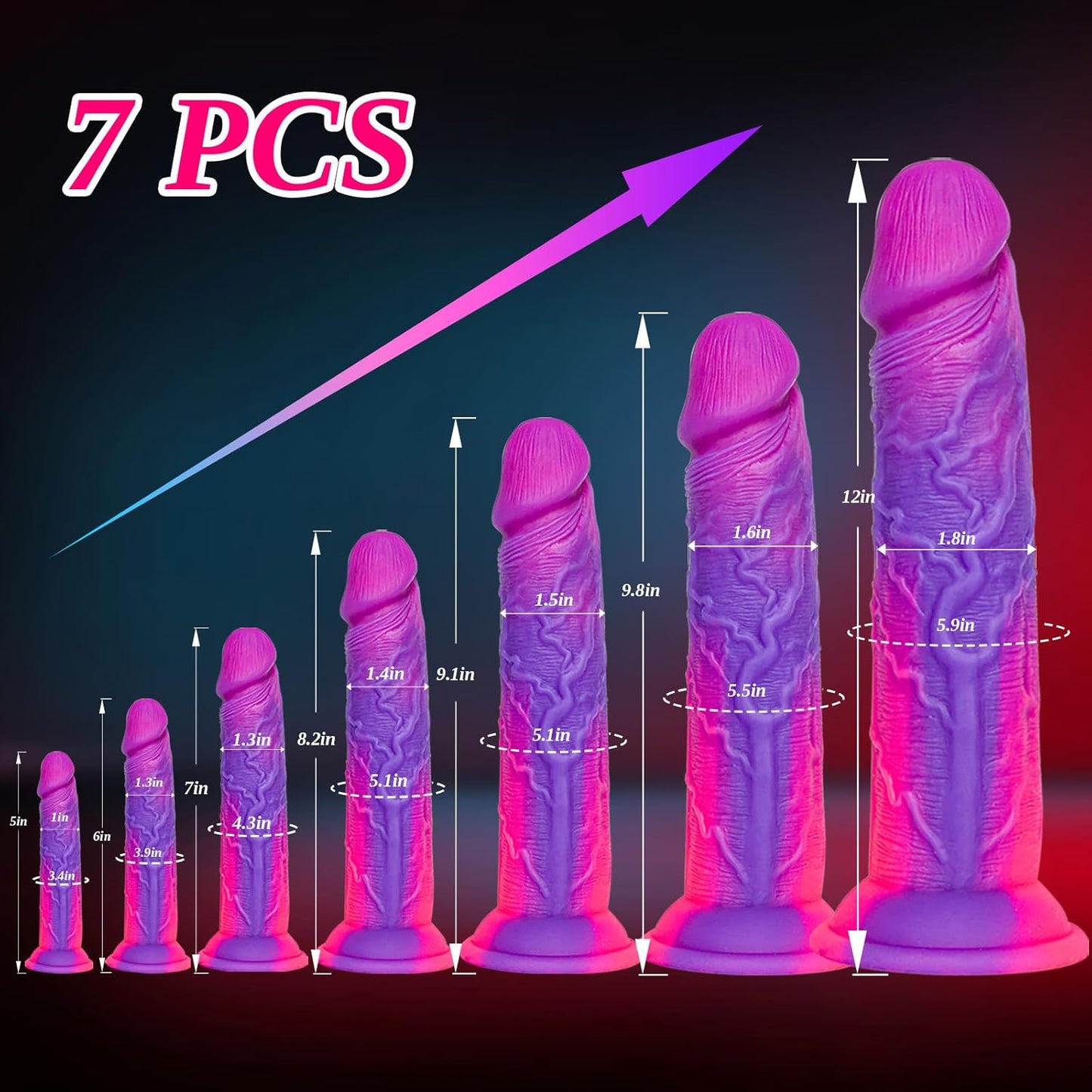 Hainuo Soft Silicone Dildo Set 7-Piece Training Kit
