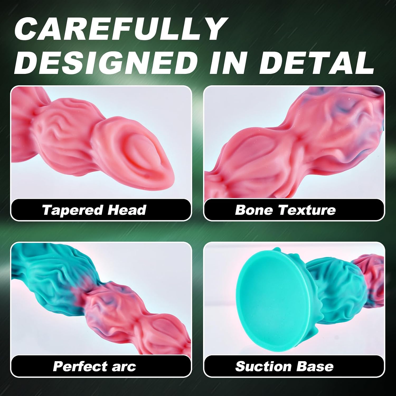 8 Inch Fantasy Monster 5 Knots Small Dildo with Suction Cup, 7 Inch Soft Silicone Slim Thin Anal Dog Knot Dildo Pink Green Wolf Penis, Dragon Horse Alien G-Spot Dildos Sex Toys for Women Men Beginner