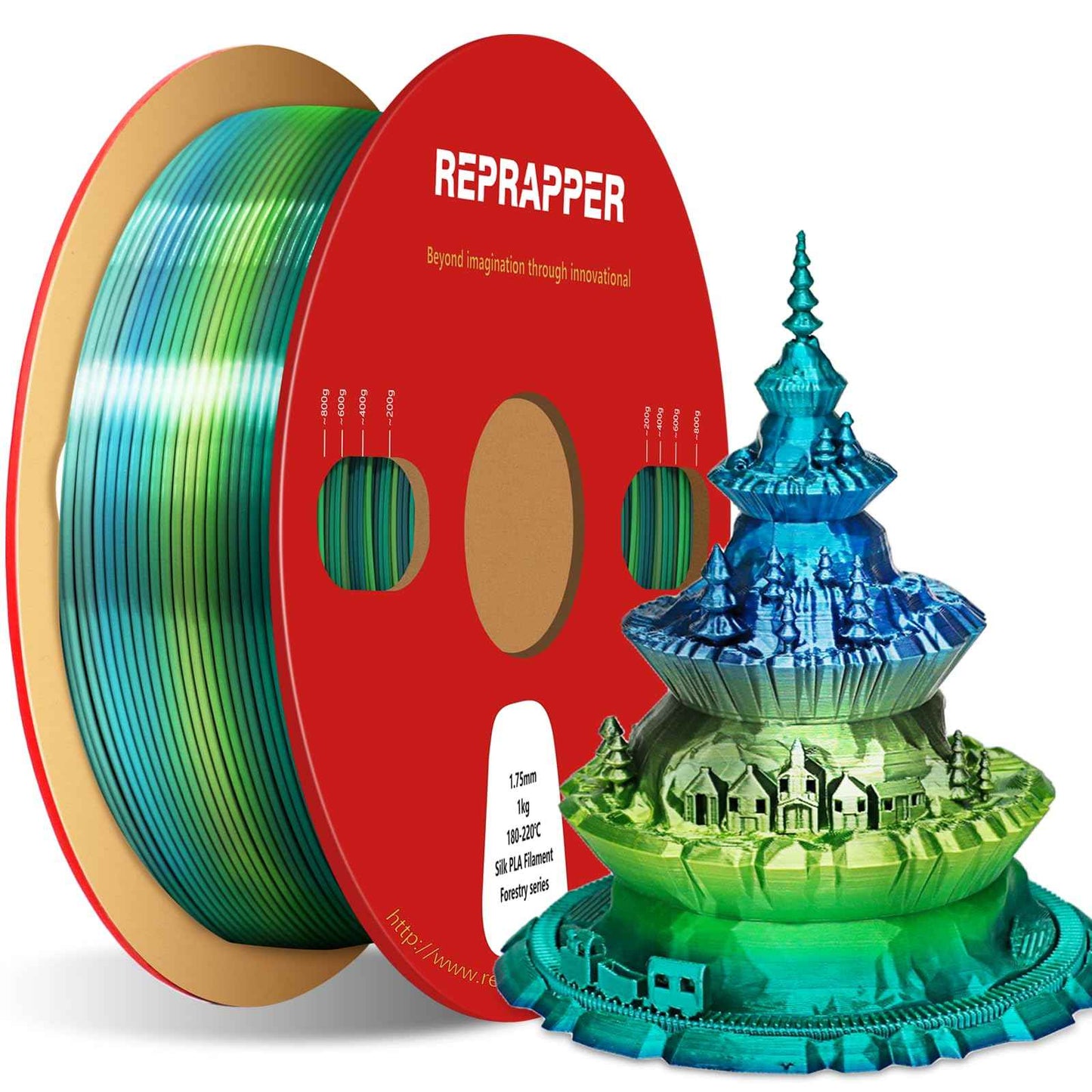 RepRapper PLA Filament Glow Dual PLA Filament 1KG for FDM 3D Printer