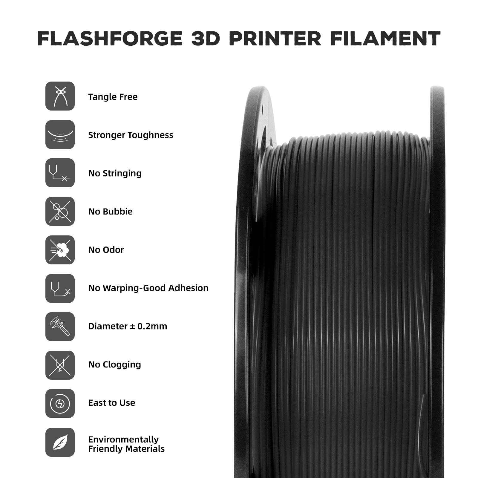 FLASHFORGE Matte PLA Filament 1.75mm +/- 0.02mm, Subdued Matte Surface 3D Printer Filament 1kg (2.2lbs) Spool, Excellent Printing Performance, Easy to Use for Most FDM 3D Printers