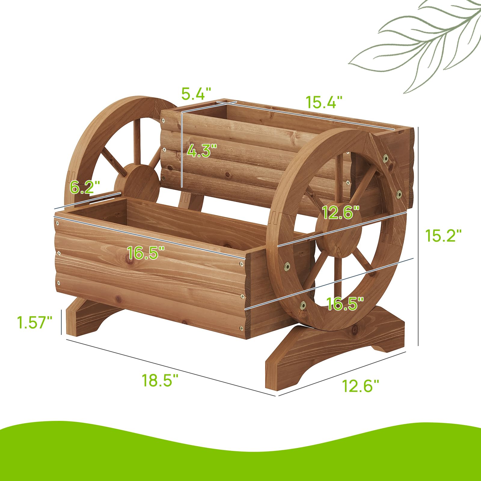 Wooden Wagon Planter Outdoor Flower Cart with Wheels Garden Planter, Decor Planter for Patio Balcony Decoration Succulent Flower Pot for Indoor Backyard Balcon Yard Decor planters