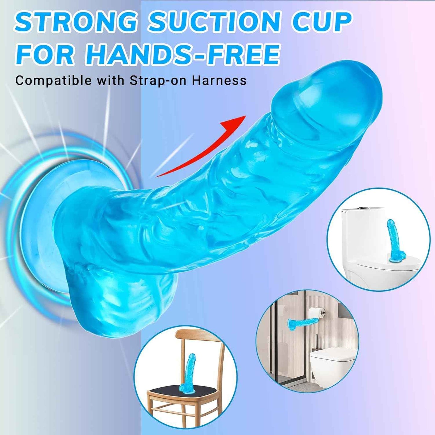 PlikBlik Realistic Dildo Suction Cup 7 Inch Blue