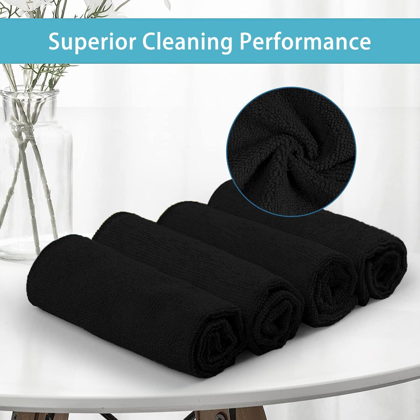 HOMEXCEL Microfiber Cleaning Cloth, Premium Microfiber Towels for Cars, Lint Free, Scratch-Free, Highly Absorbent, Reusable Cleaning Rags for Car, Household, Kitchen, Window