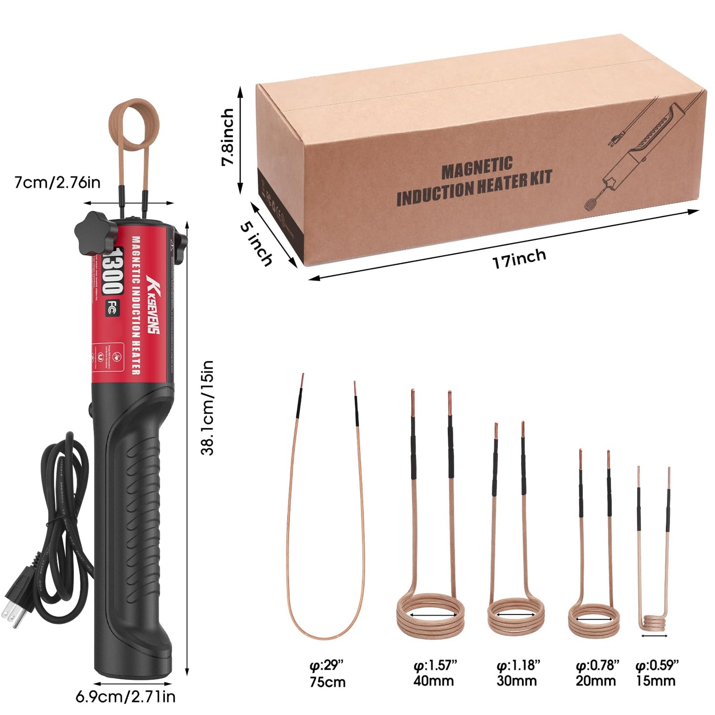 Induction Heater 1300W 110V Bolt Removal,Handheld Magnetic Induction Heater Tool with 5 Coils for Rusty Screw Removing