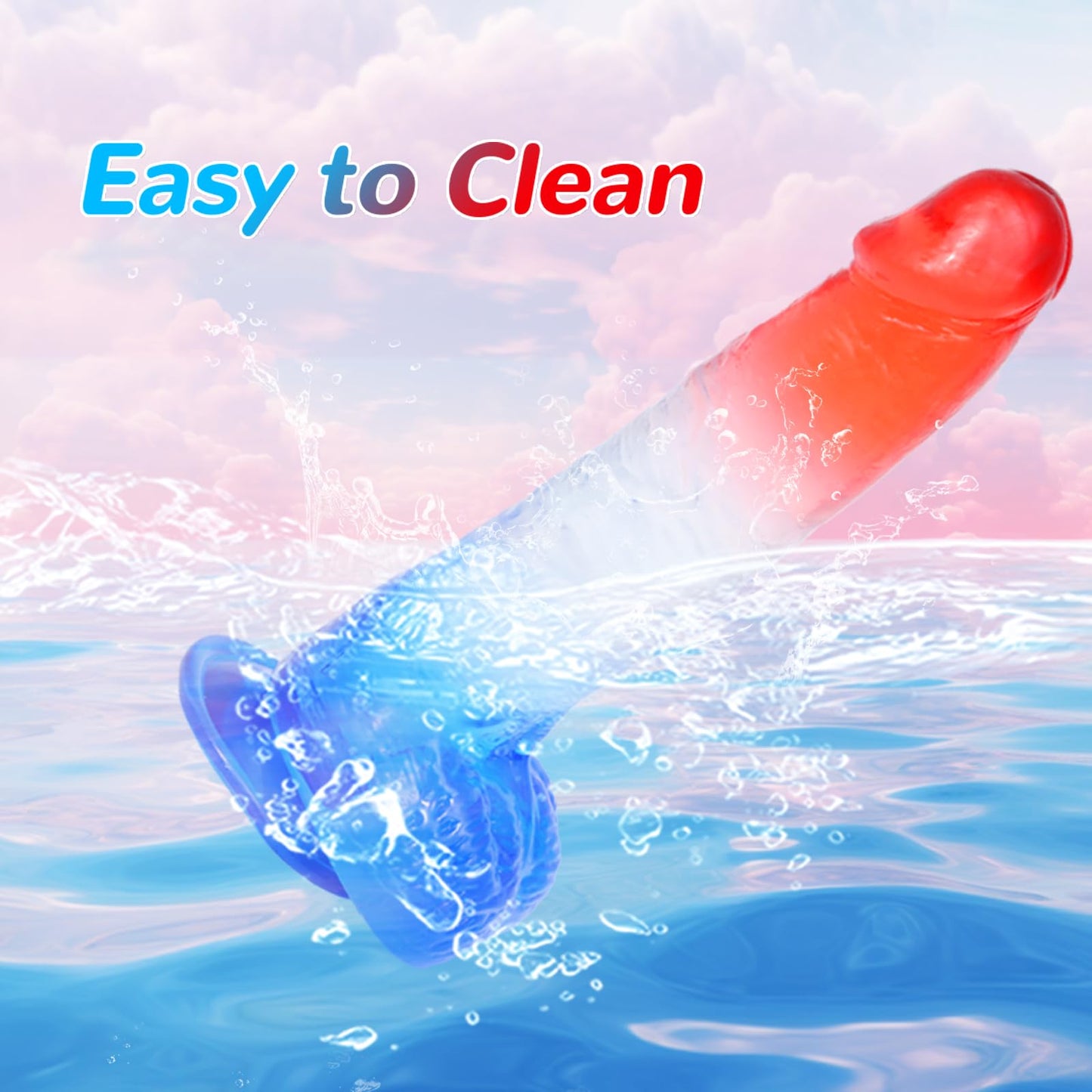 Huge Thick Clear Dildo 2.38" Diameter “11" Long, XL Big Fat G Spot Anal Dildos with Strong Suction Cup, Red Blue Jelly Soft Real Dildo Women Couples Male Adult Sex Toys, Strap On Penis Female Sex Toy